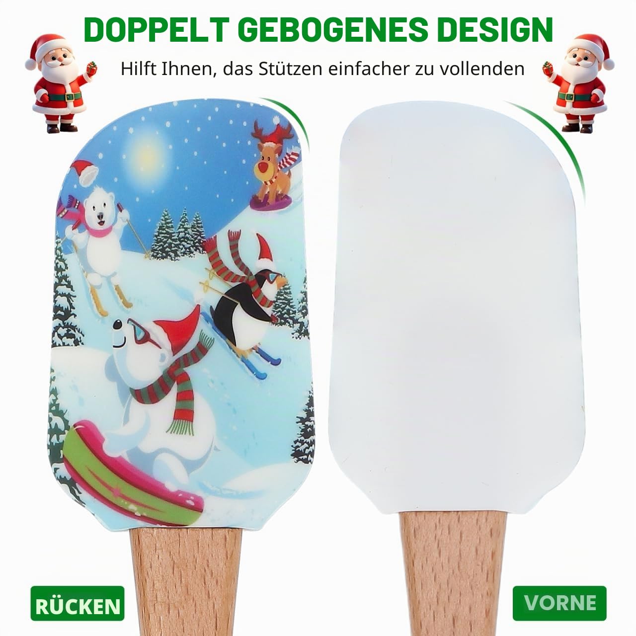 Operitacx 8 StüCk Silicone Teigschaber Weihnachten, Teigspachtel Silikon Spatel Klein HitzebestäNdige FüR Butter, KäSe, Sahne