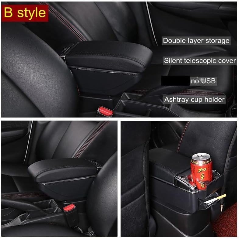 センターコンソール二層収納ボックス 車のアームレスト ボックス I10 回転センター コンソール収納ボックス USB 車アクセサリー