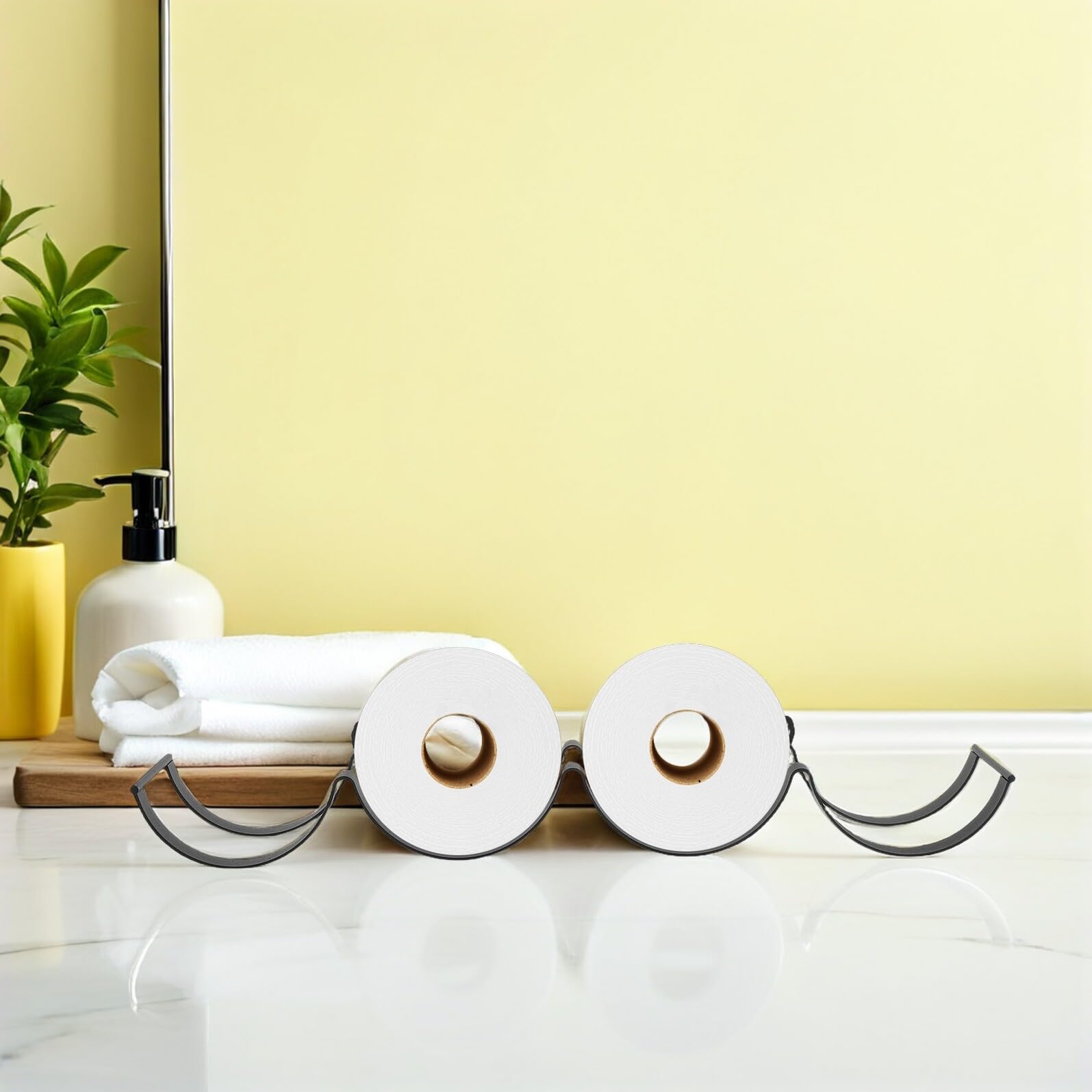 ibasenice Porte-Rouleau Forme Nuage Ondulé Noir de Papier Toilette Mural Rangement Gain de Place Résistant la Déformation pour Salle de Bain Moderne