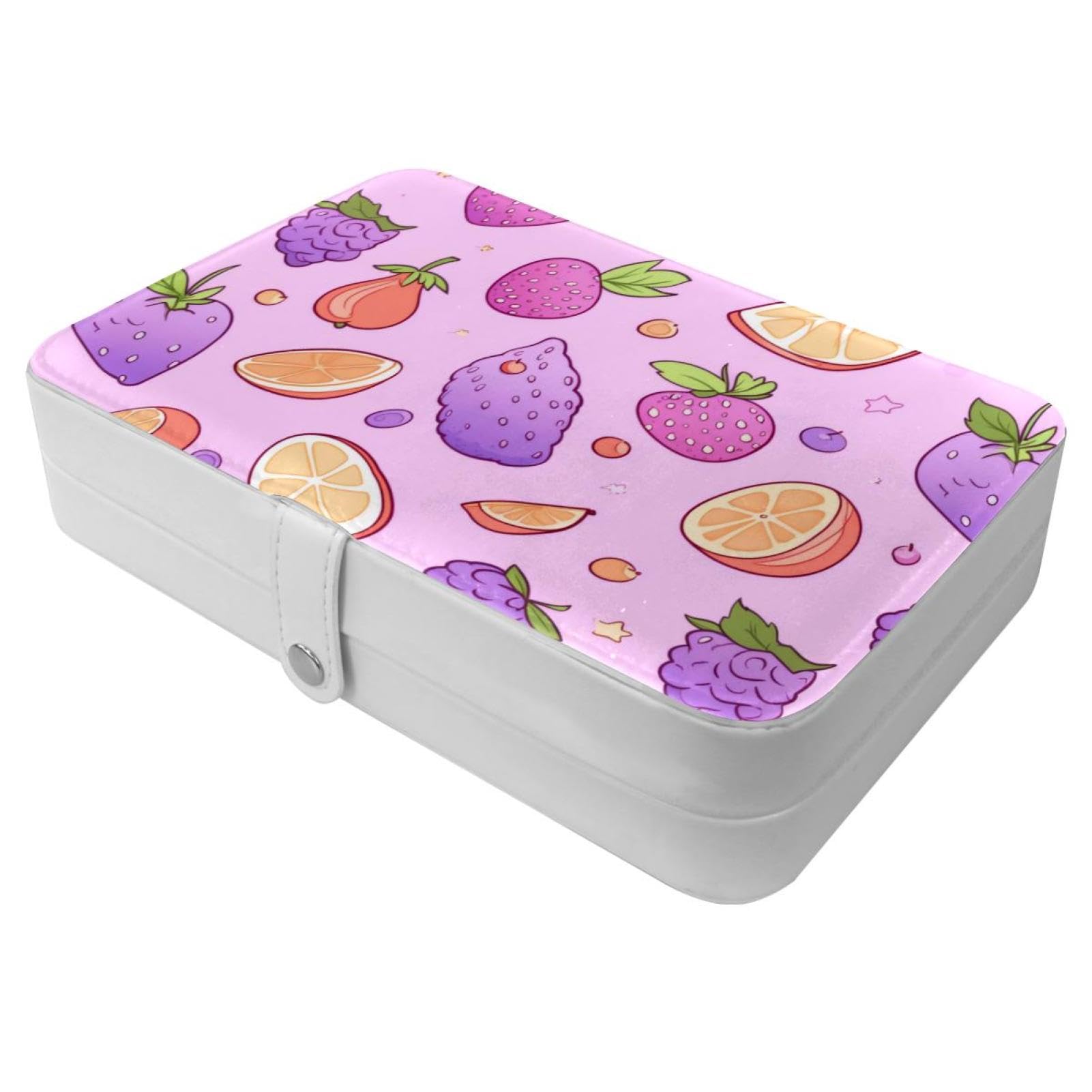 Boîte de rangement de bijoux de voyage pour boucles d'oreilles et bracelets avec motif fruits