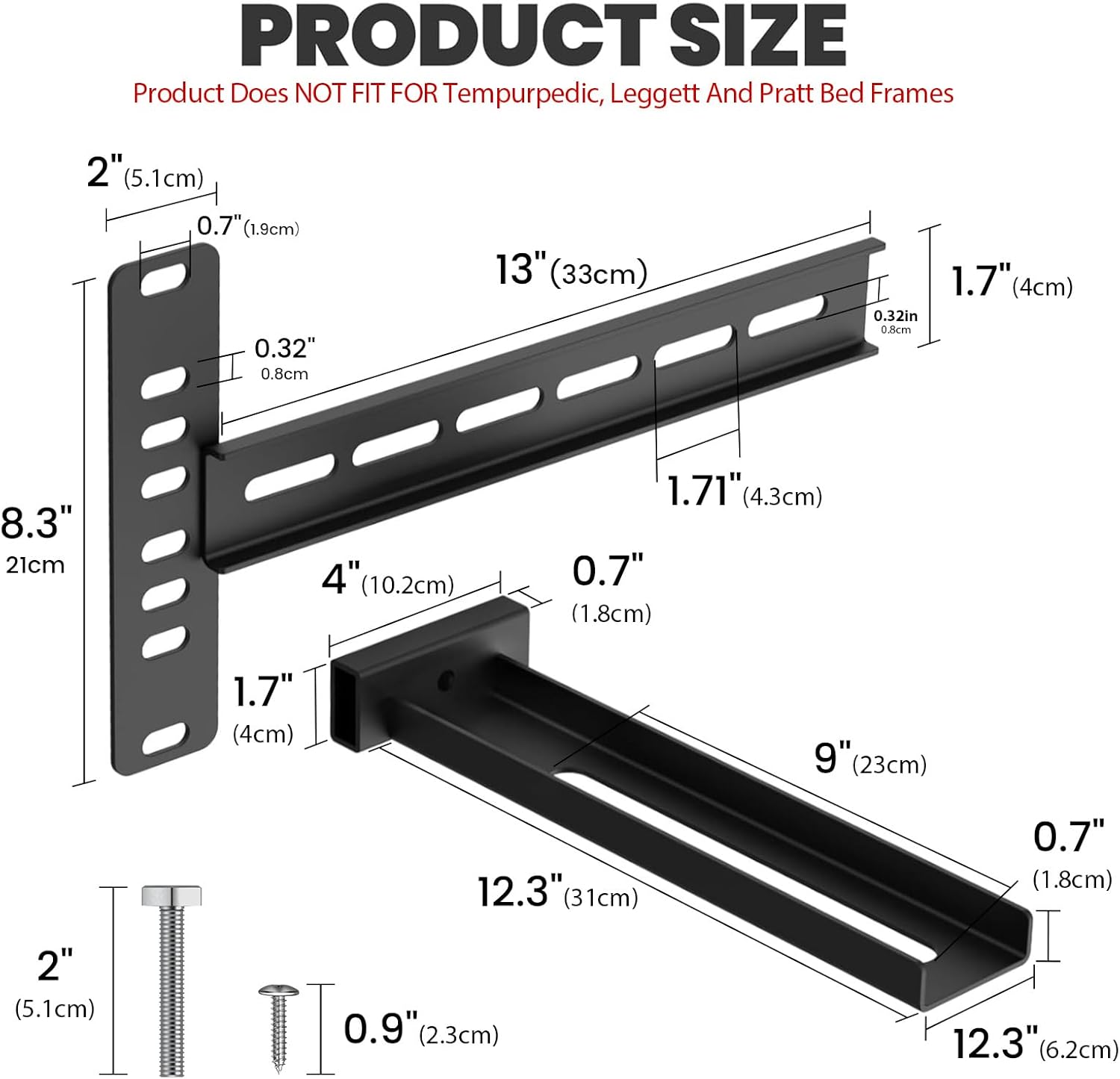 Universal Headboard Brackets for Adjustable Bed Base, Headboard Brackets for Twin/King/Queen/Full Size Bed Frame, Easy to Customize - Durable - Solid Steel(Black)