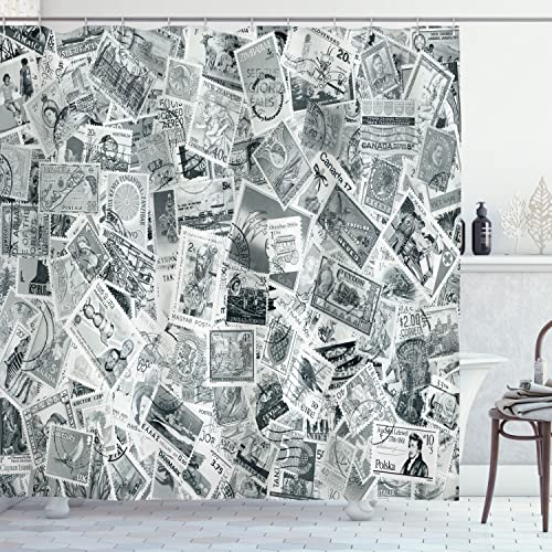 Ambesonne Modern Shower Curtain, Vintage Black and White Image of