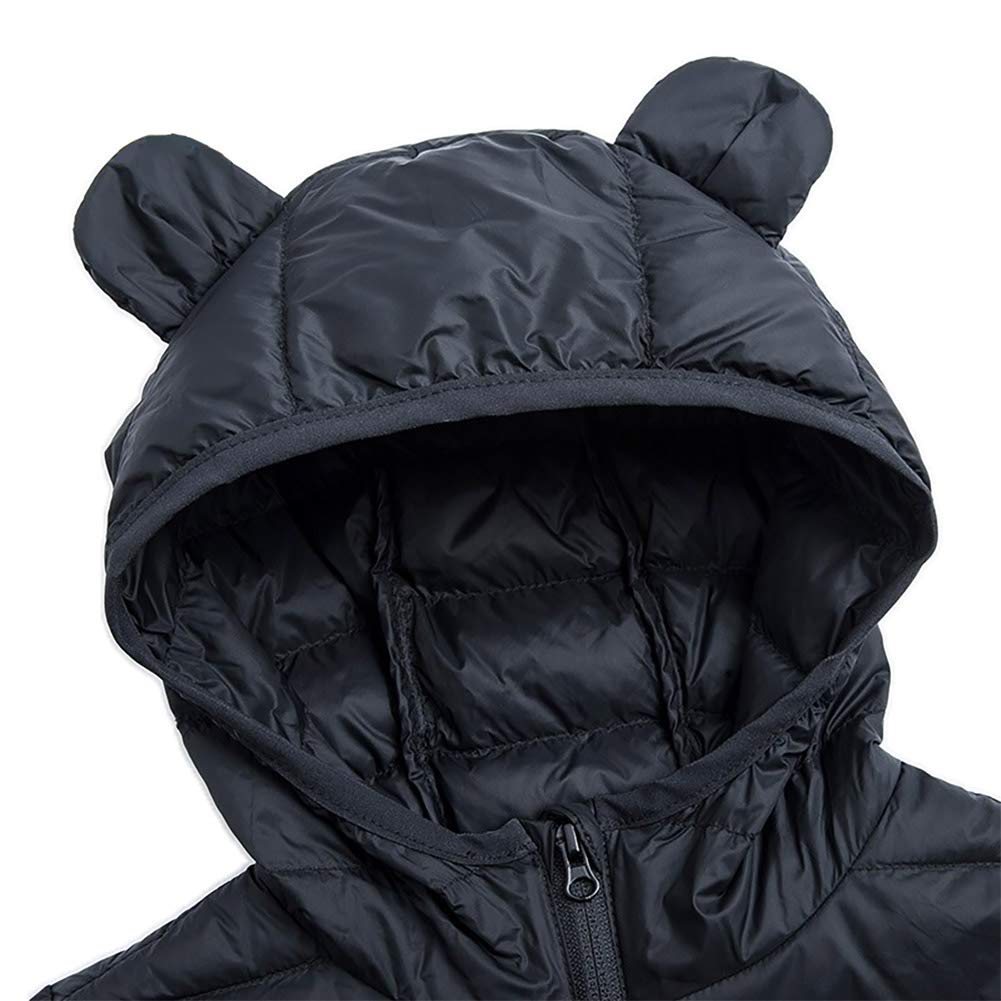 Piumino Per Bambini Con Cappuccio Corto Ultraleggero Cappotto Invernale Trapuntato Puffer Casuale Unisex Top Sportivo Ragazzi Capispalla Per Ragazzi Ragazze Scuola All'aperto Nero (3-8 Anni)