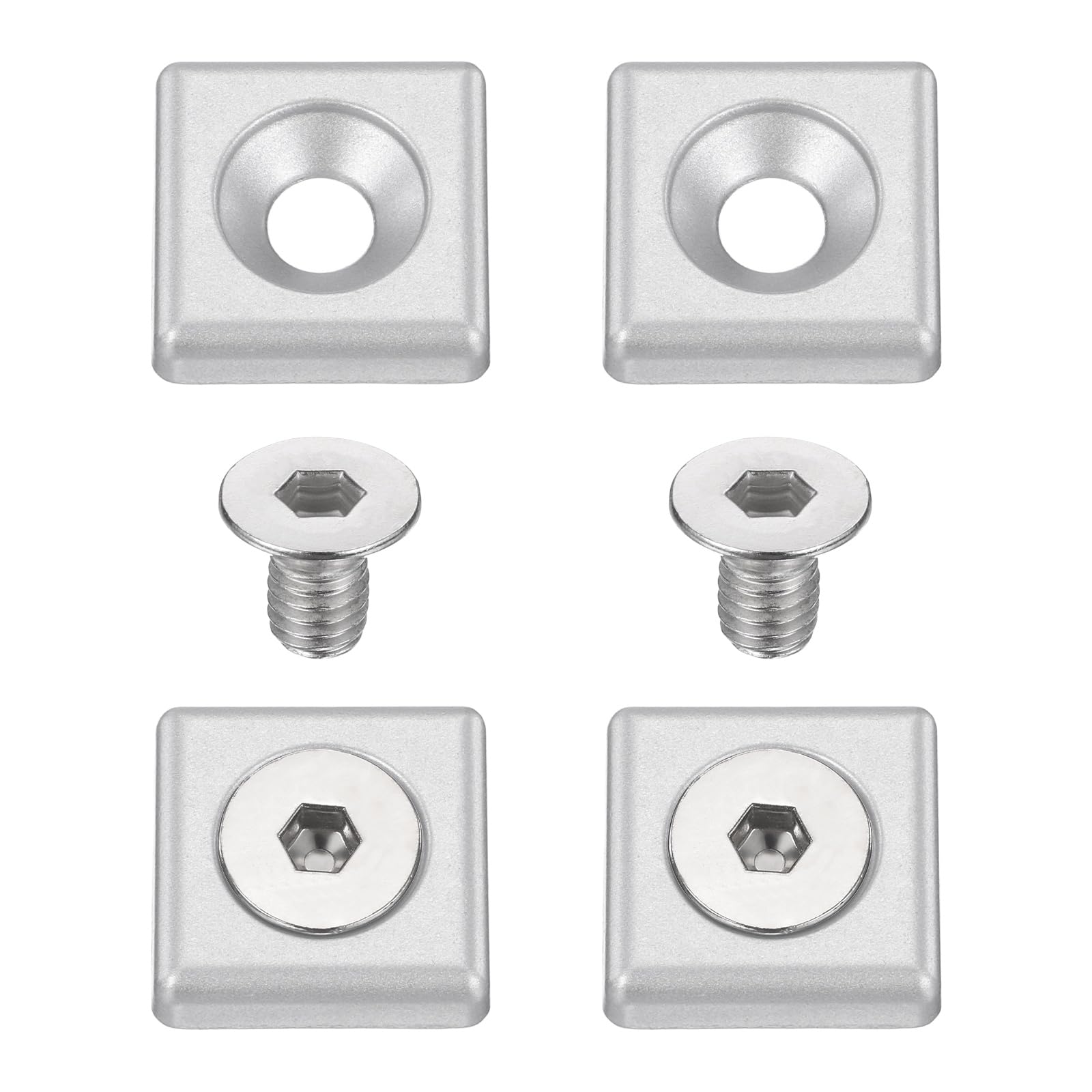 sourcing map 4Pcs Profile End Cap, Zinc Alloy 2020 Series EU Standard T-Slot Aluminum Extrusion End Cap Bracket with Screws for Storage Rack, Silver — image 1