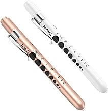 CAVN Pen Light with Pupil Gauge LED Penlight for Nurses Doctors, 2 Pcs Reusable Medical Penlight for Nursing Students (Ros