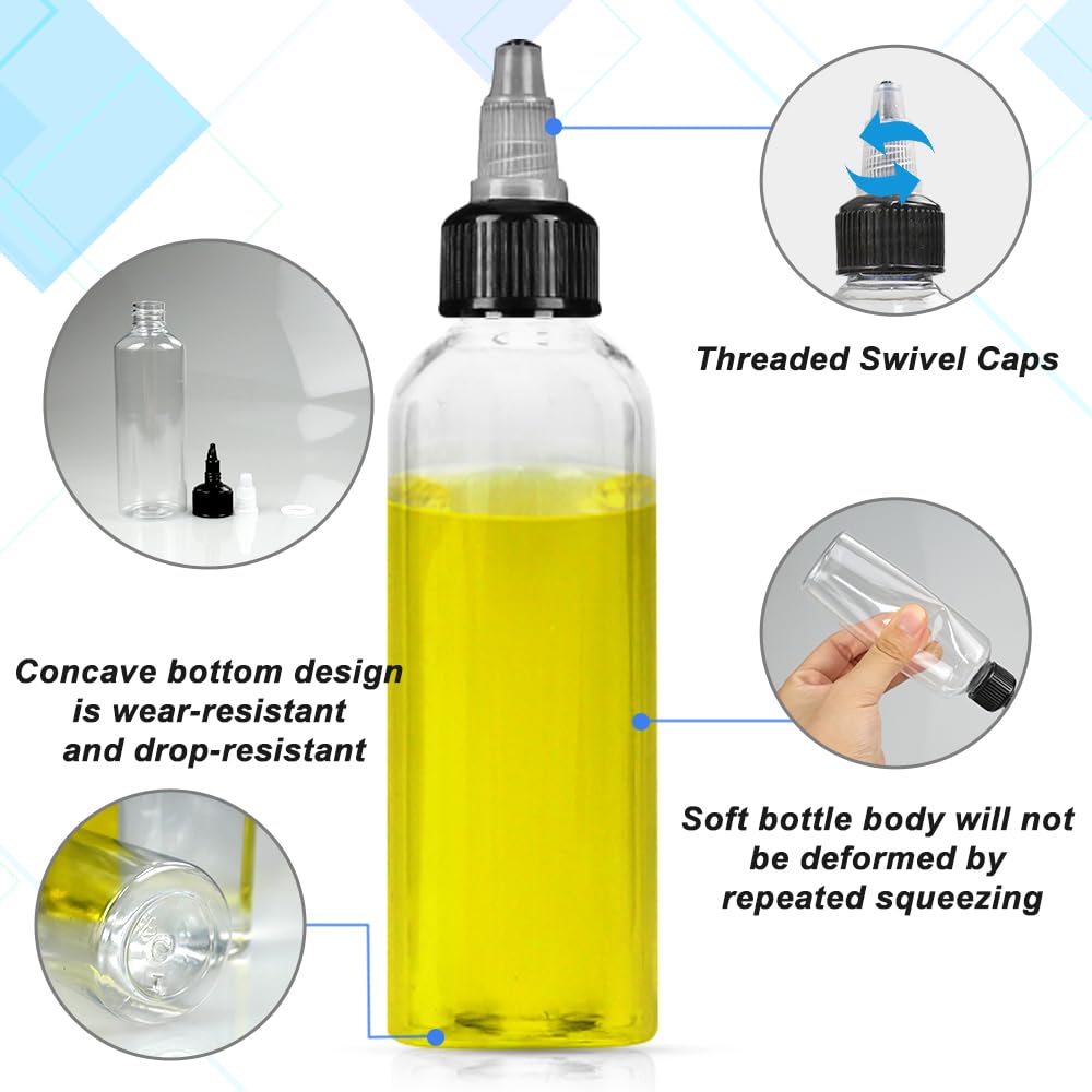 8 sztuk butelek na olej plastikowy 100 ml Squeeze dozownik oleju butelki | Przezroczysta butelka do wyciskania oleju z zakrętką do oliwy z oliwek, płynów, przypraw, oleju, sosu sojowego, octu
