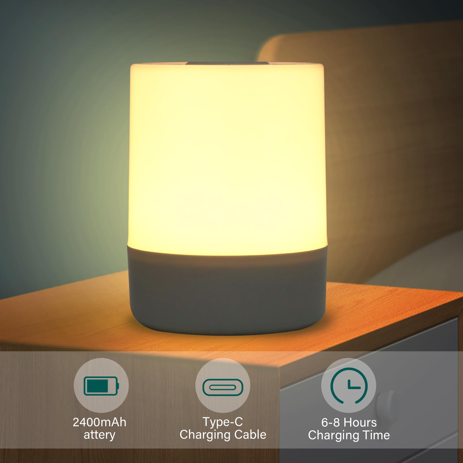 kakanuo Lampada da Comodino, Lampada da Tavolo Touch Dimmerabile con
