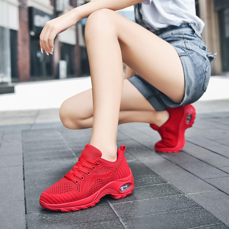 Image of DLWKIPV Womens Walking Running Shoes Tennis Slip On Sneakers Gym Workout Sport Lightweight Breathable Mesh Comfortable Casual Apricot Size 8