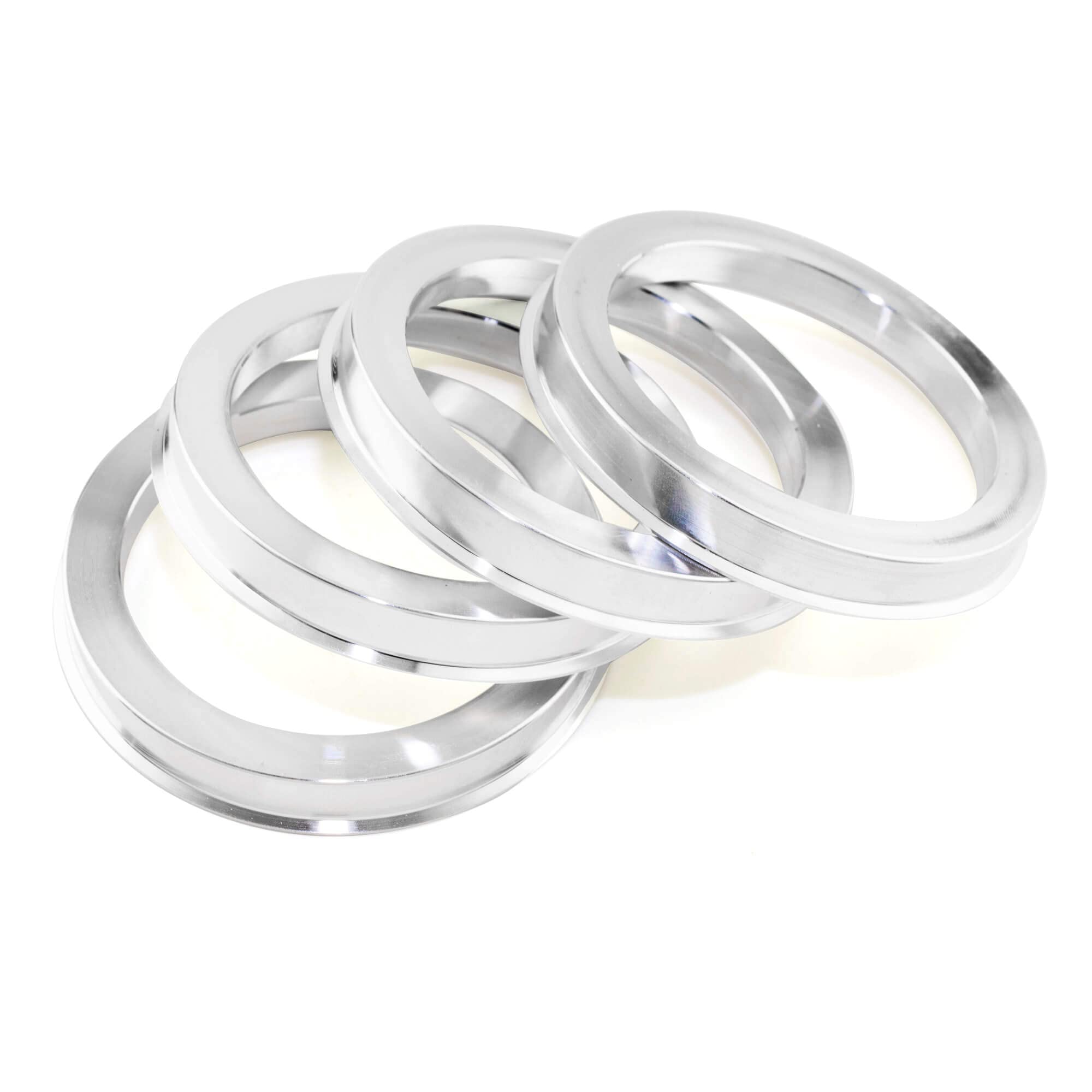 Rhinotuning 4 x pierścienie centrujące Ø 72,6 mm na Ø 57,1 mm, srebrne aluminium