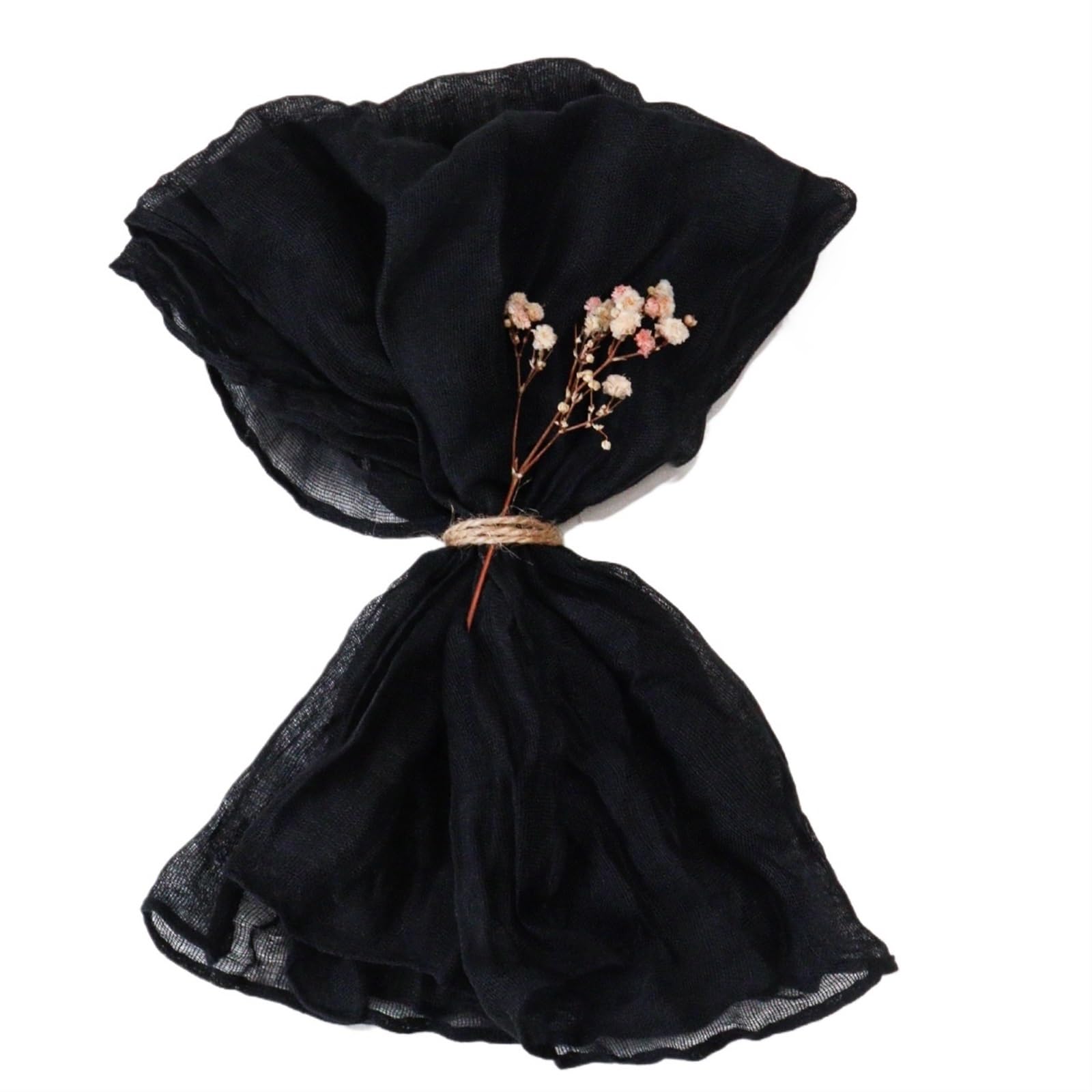 serviettes napkins 12pcs, Handmade Cheesecloth Napkins - Rustic Table Decor for Parties, Weddings, and Family Dinners for dining wedding party everyday home(Black)