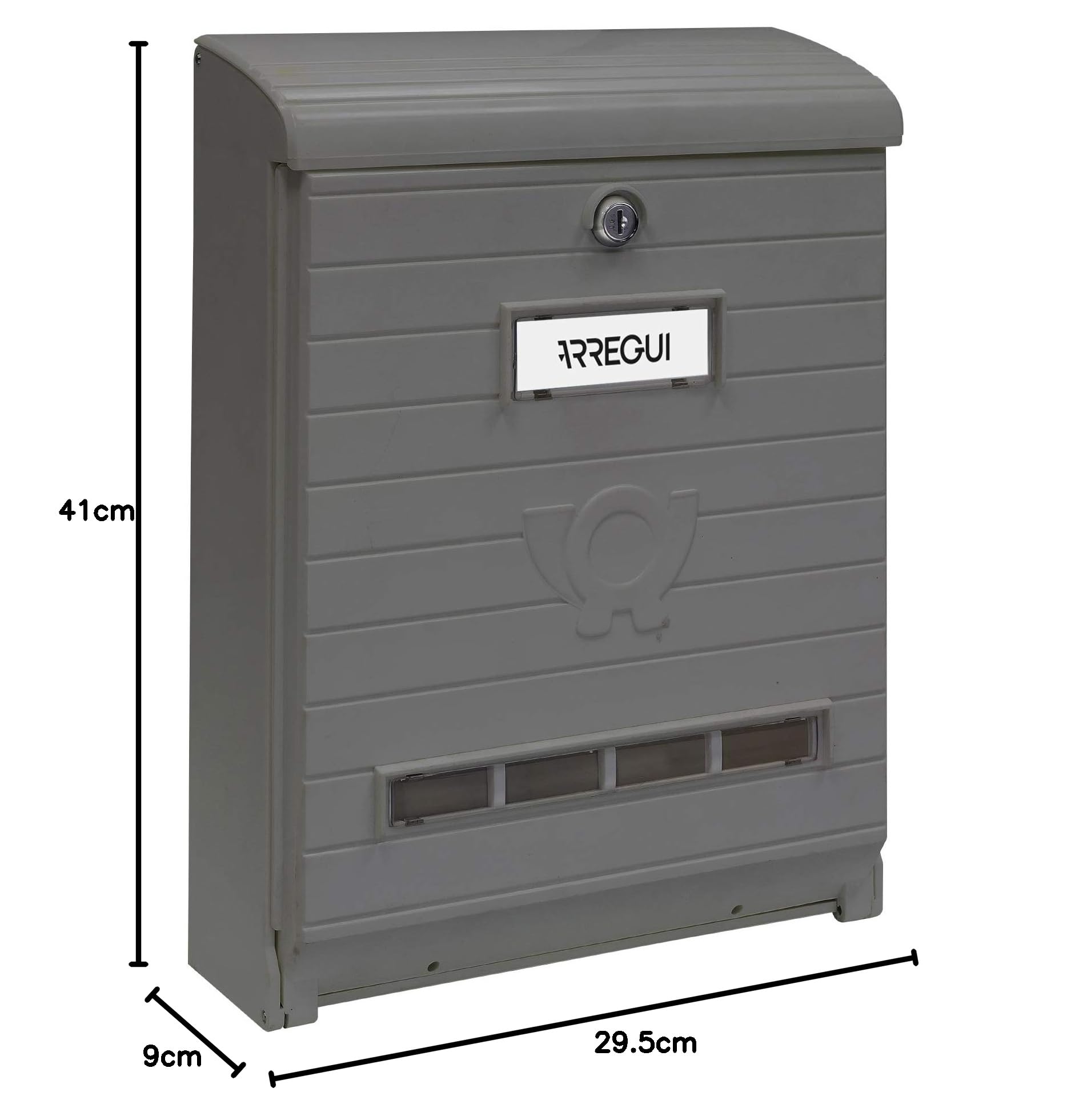 Buzón Exterior de Plástico de Gran Resistencia, Tamaño L (Revistas, Sobres C4), Buzón de Pared de Gran Capacidad, Buzón de Correo Antilluvia, Anticorrosivo, Gris