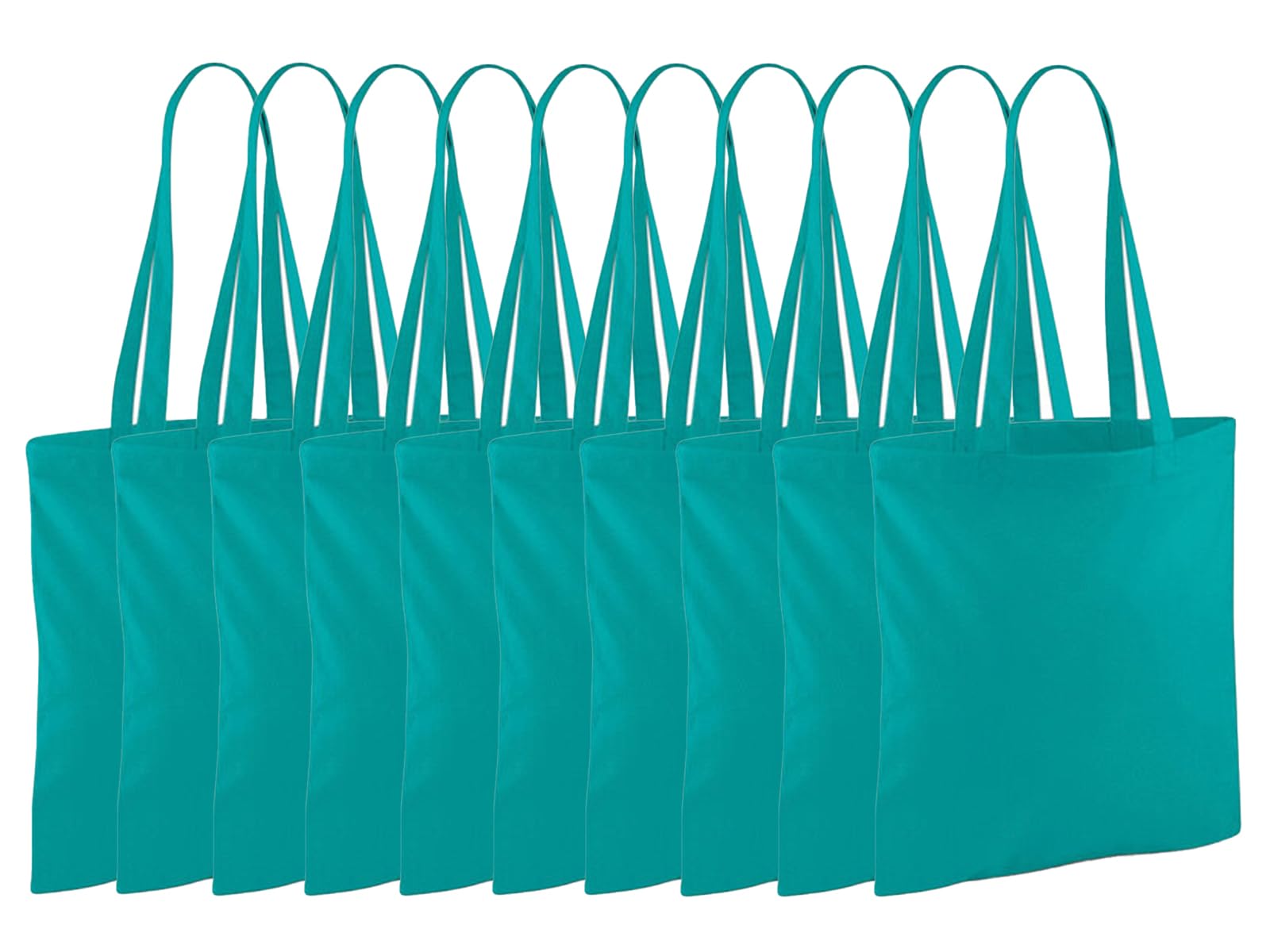 NGWorld Pack of Eco-Friendly Cotton Tote Bags - 10 x Emerald - One Size
