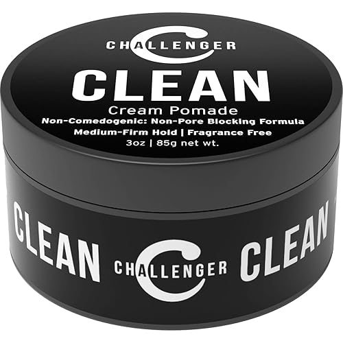Challenger Pomada de crema limpia para hombre 3 onzas sin fragancia producto de peinado no comedogénico fijación firme media y acabado natural sin