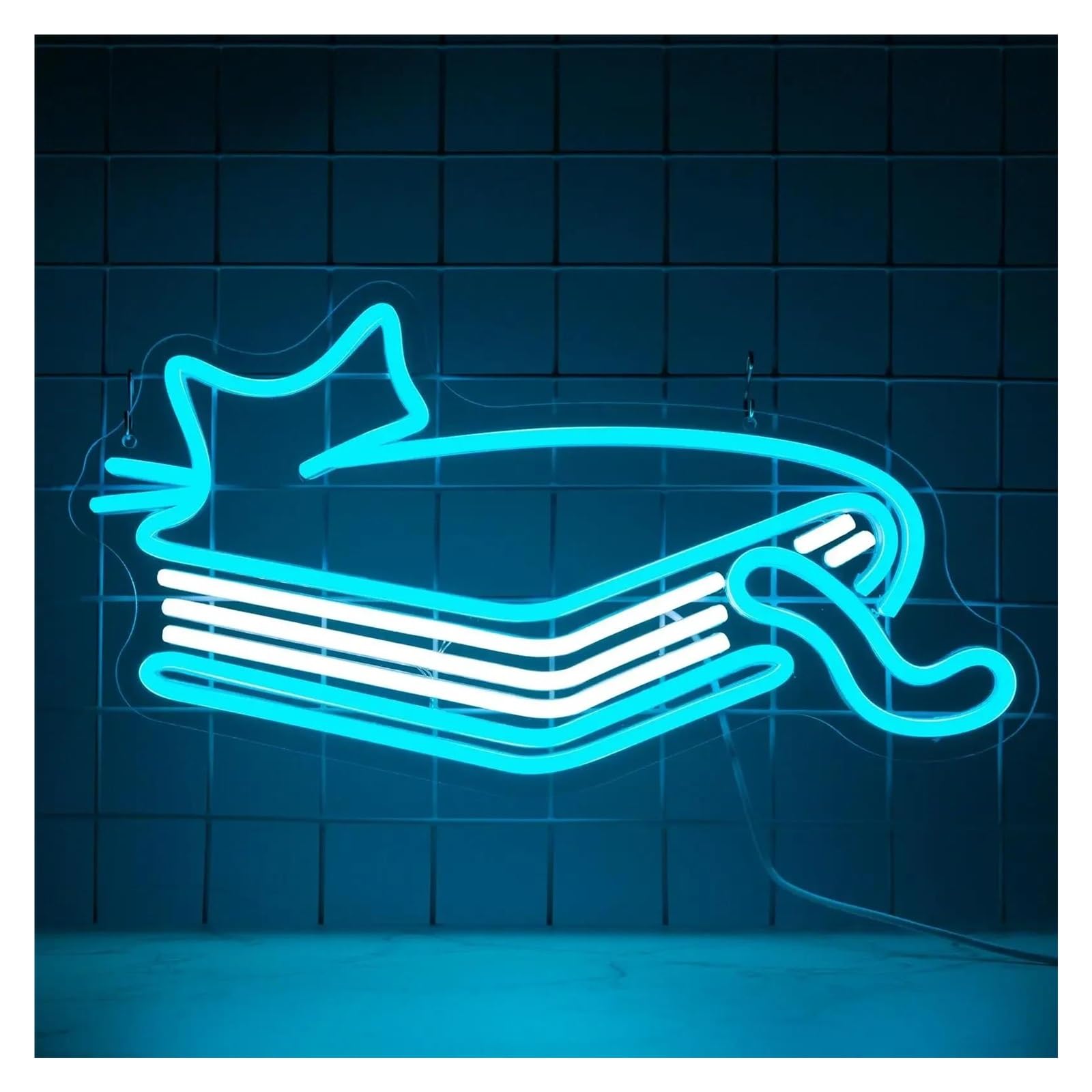 LEMST Signs Lamp Book Cat Neon Sign for Wall Decor, Dimmable Signs Bedroom, Light Up Signs Book Party Library Decoration 42x23.5cm