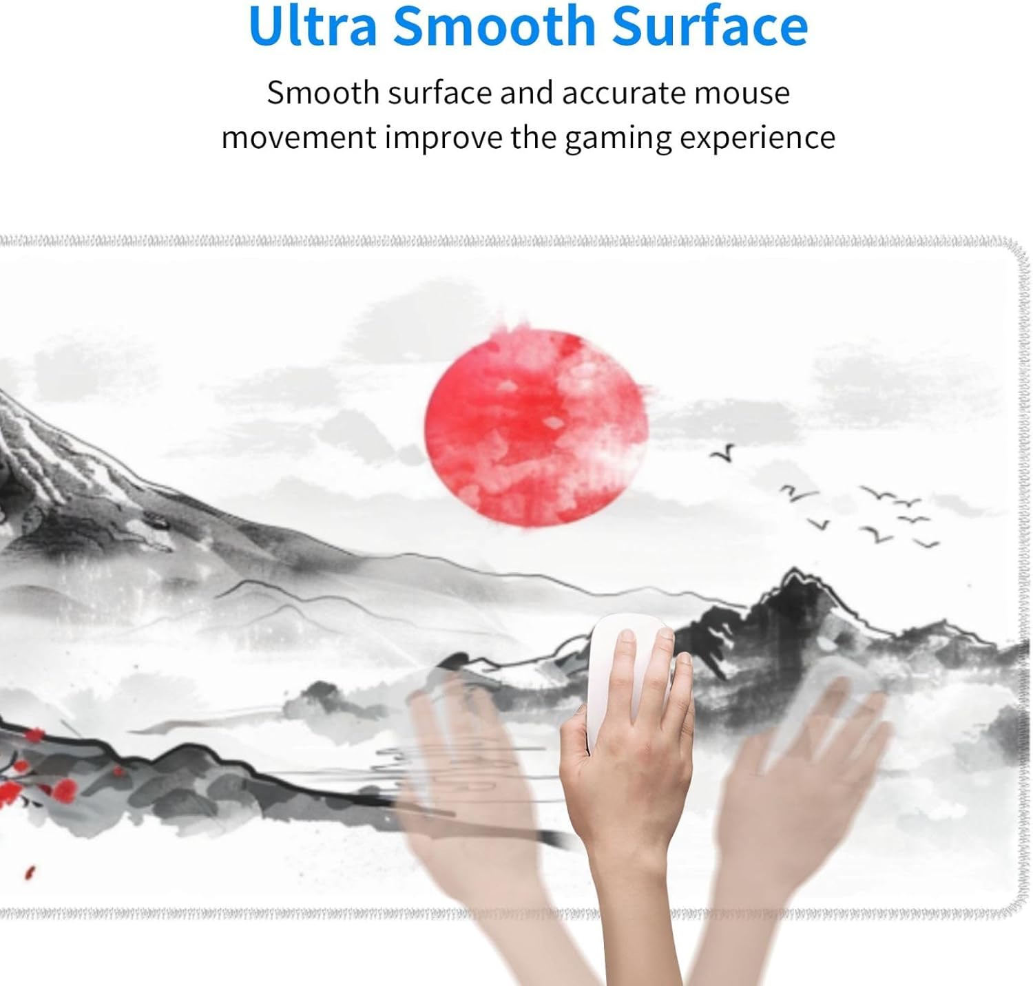 Japanes Ink Painting Mouse Pad Desk Mat, Large Gaming Mousepad XXL, Cute Mouse Pad Keyboard Mats for Women Office Desk Pads 31.5x12 INCH