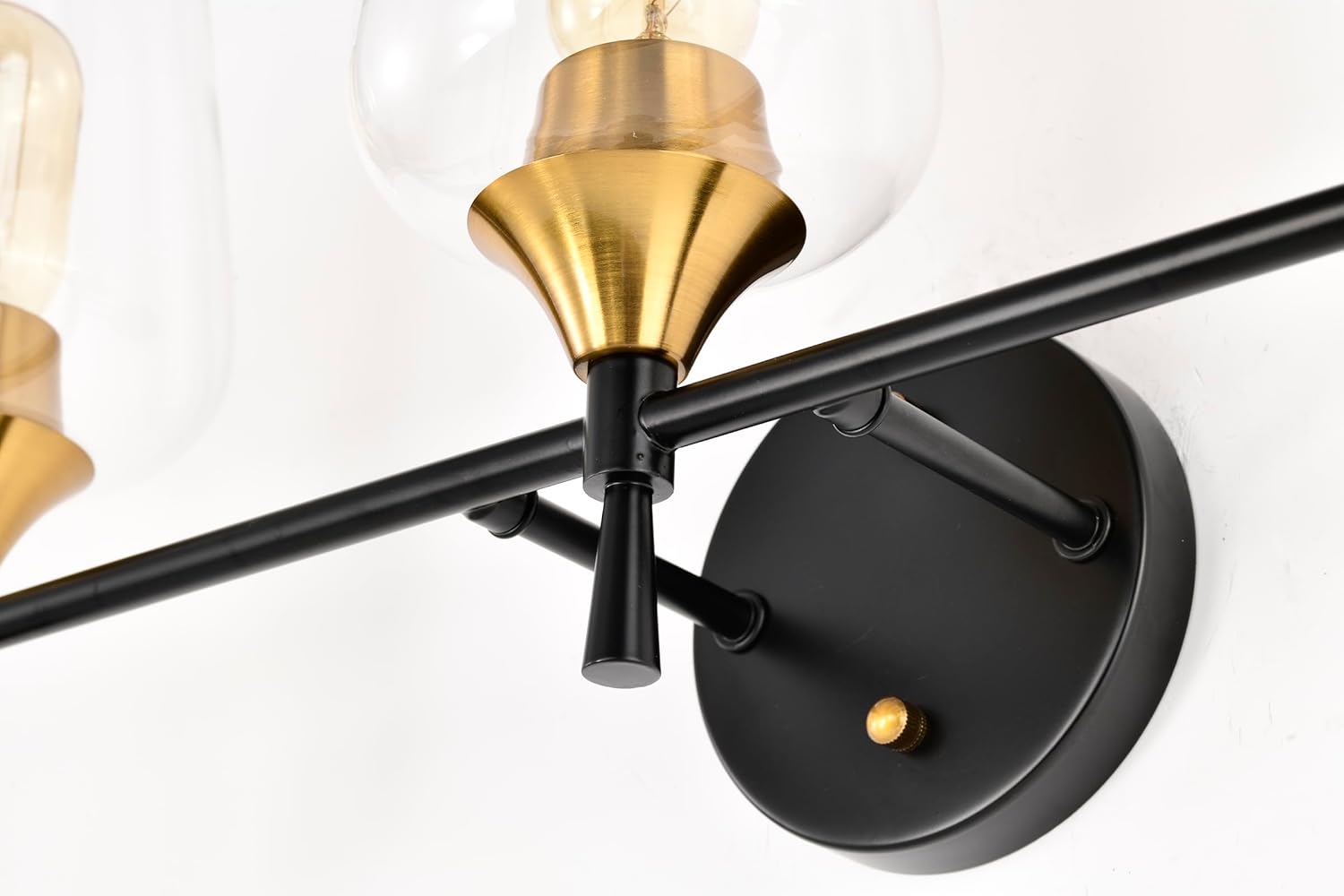 Edvivi 3-Light Vanity Lights, Black and Antique Brass with Clear Glass Shade Bathroom Light Fixtures, Wall Light for Mirrors, Bedroom, Living Room, Hallway