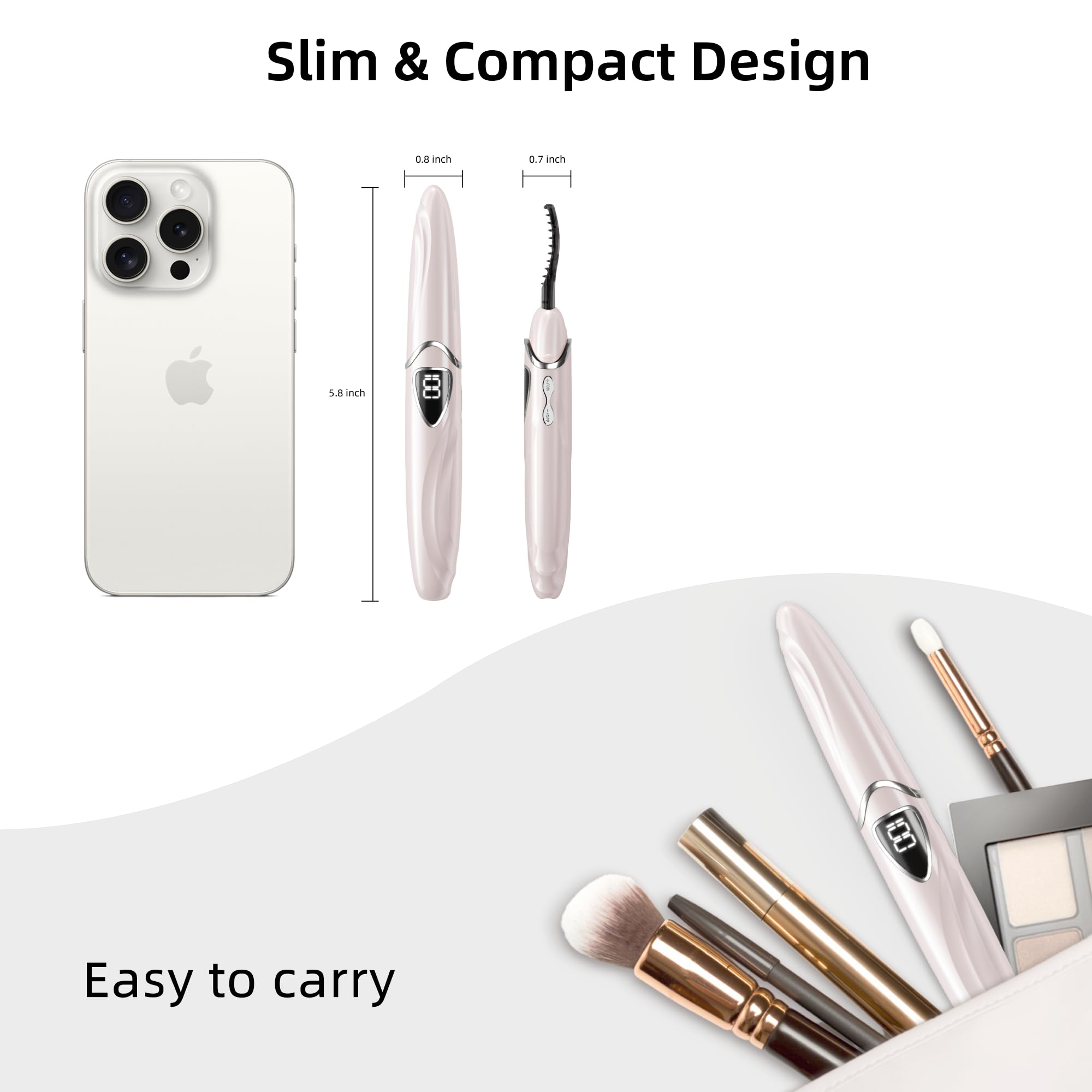 Heated Eyelash Curler, S600 Heated Lash Curler, Accurate Temperature Control Electric Eyelash Curler Heated - Intelligent Power Off, Fast Heating (Coral/Silver, S600-148MM)