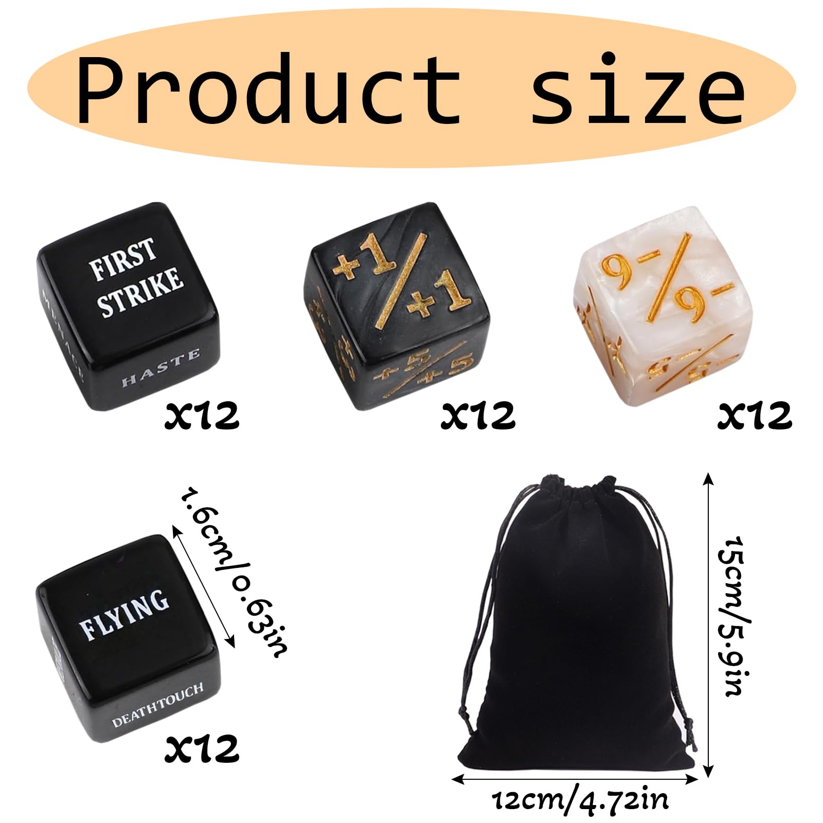 Counter Dadi 48 Pezzi Set di Dadi in Acrilico con Sacchetto di Velluto Abilità Parole Chiave Contatori per MTG TCG Accessori per Giochi di Carte per Feste Giochi