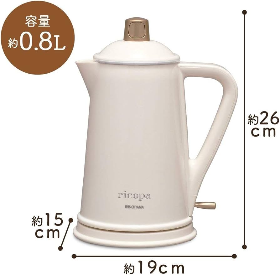アイリスオーヤマ 電気ケトル ricopa アイボリー IKE-R800-C 61EW2ifiLPL._AC_UF894,