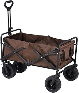 Carro plegable con capacidad de peso de 220 libras, carrito de jardín portátil para deportes, camping, playa y compras, color marrón