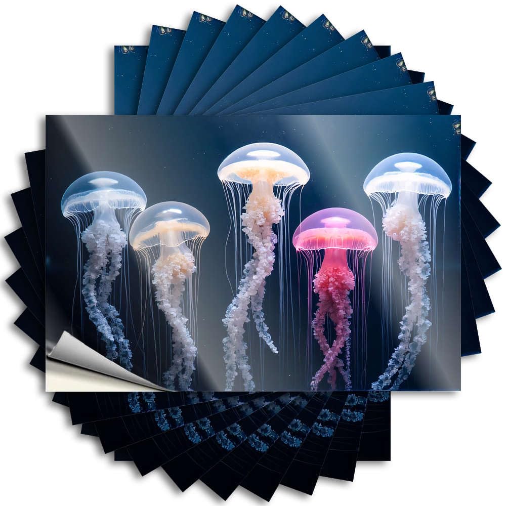 Outdoor Decorations for Porch Bumper Tattoo | Colorful Jellyfish Swimming Gracefully Underwater Winter Durable Vinyl Sticker Easy Apply for Beer(12X18CM)