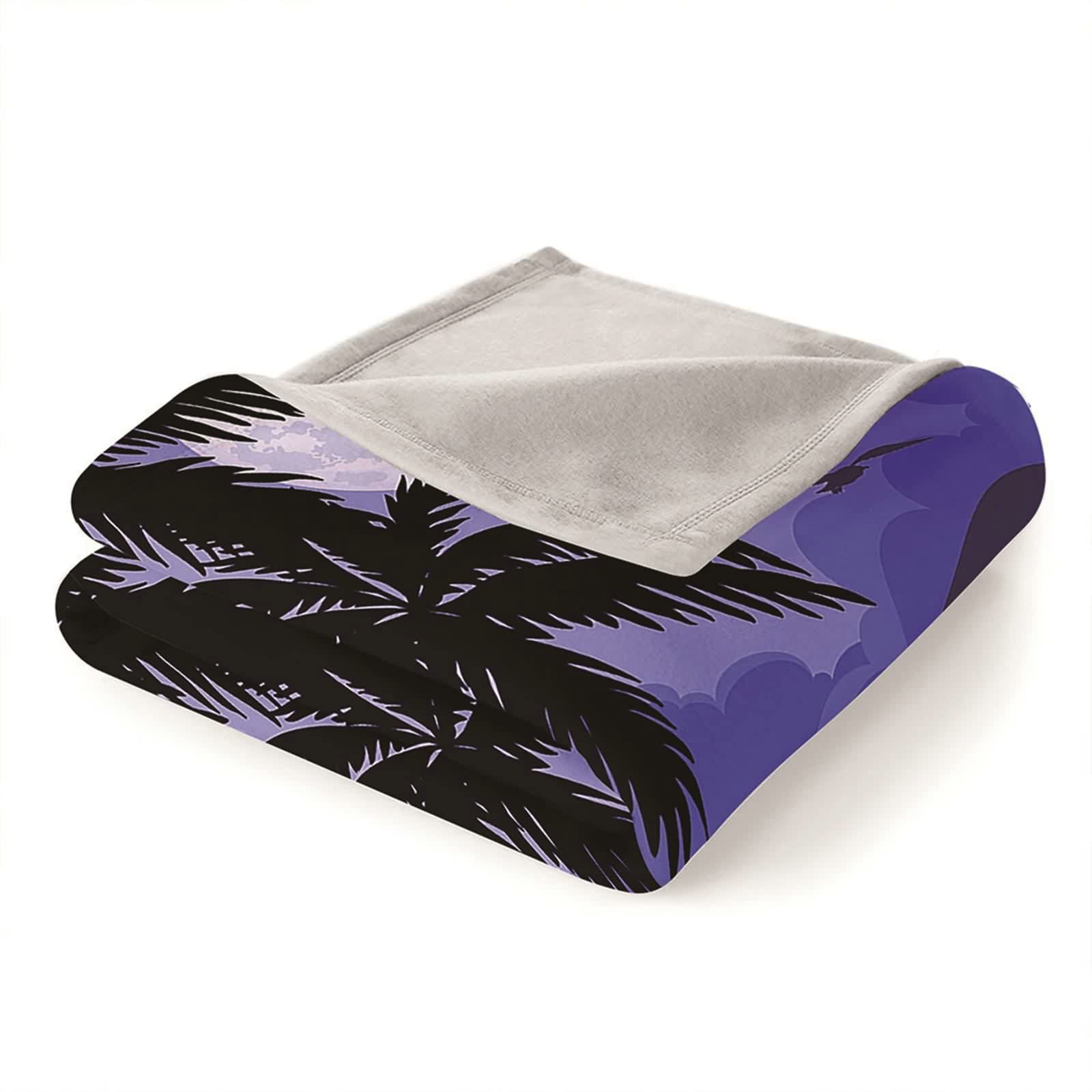 Aeici Couverture Polaire, Couverture en Flanelle Couverture 160x200 cm Motif Palmier Lac Montagne Couverture Canapé Hiver Cadeau pour Adultes et Enfants