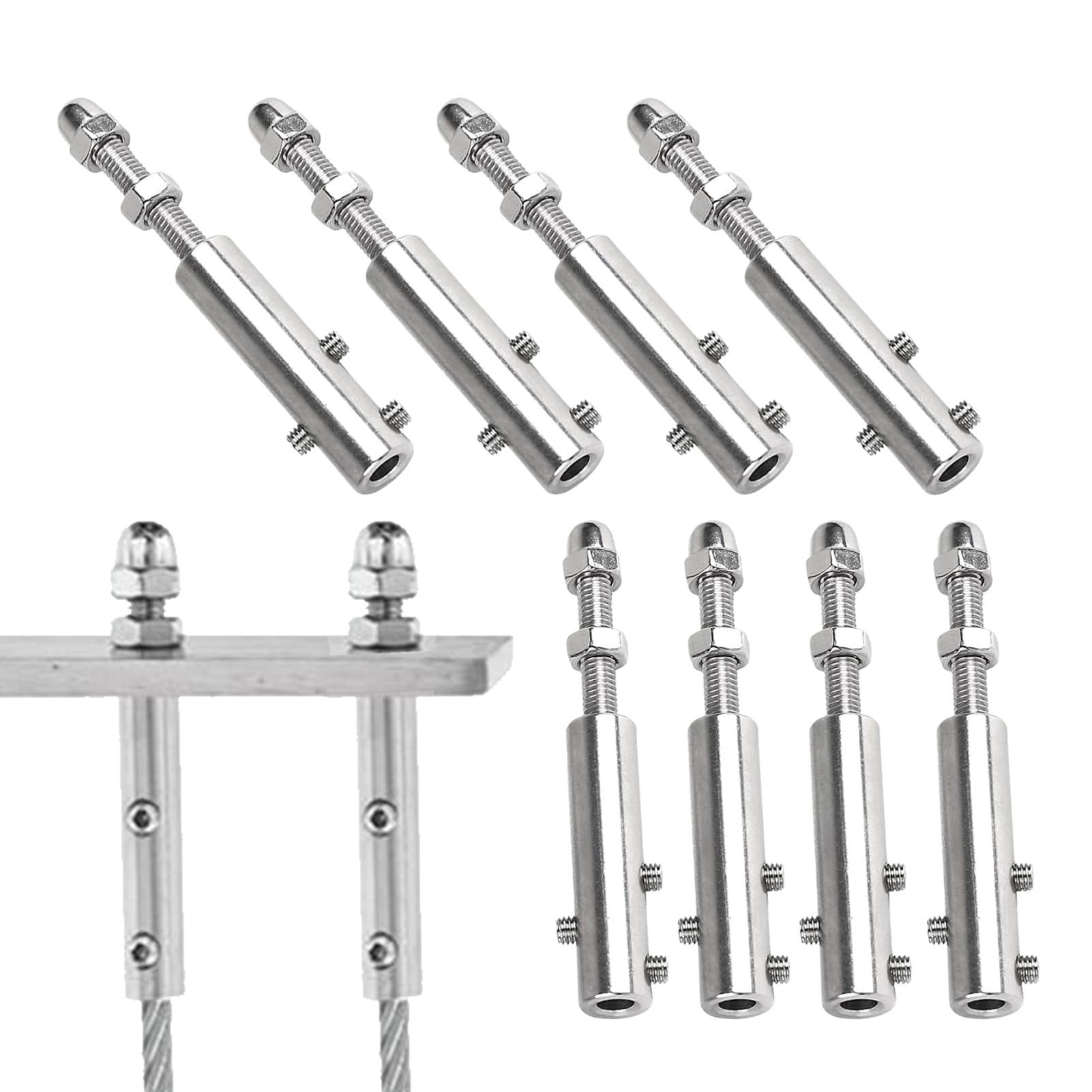 Tenditore A Vite Kit hardware 10 pezzi con ganci | Tenditori In Acciaio Inossidabile Ringhiere Vele Ombreggianti Esterne Piante Rampicanti Kit di Hardware Fune Turnbuckle Cavi