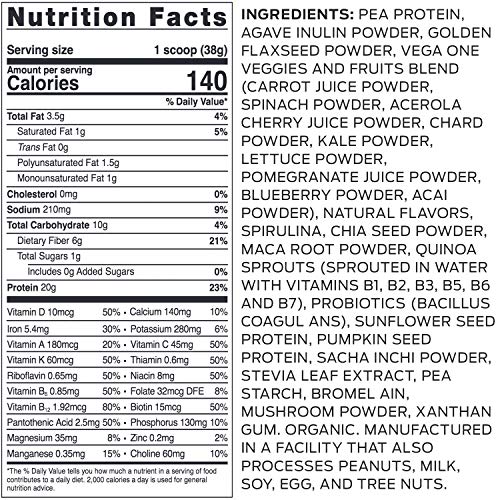 Vega Organic All-In-One Vegan Protein Powder French Vanilla (18 Servings) Superfood Ingredients, Vitamins For Immunity Support, Keto Friendly, Pea Protein For Women & Men, 1.5 Lbs(Packaging May Vary) #TOP1