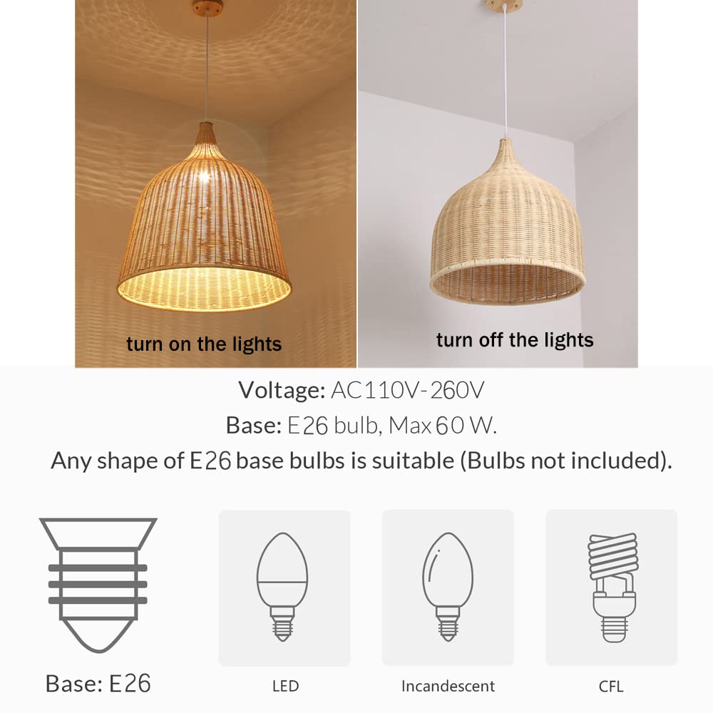 Suspension en bambou tissé à la main, lustre de plafond style rotin – Habitat Bois Lumière