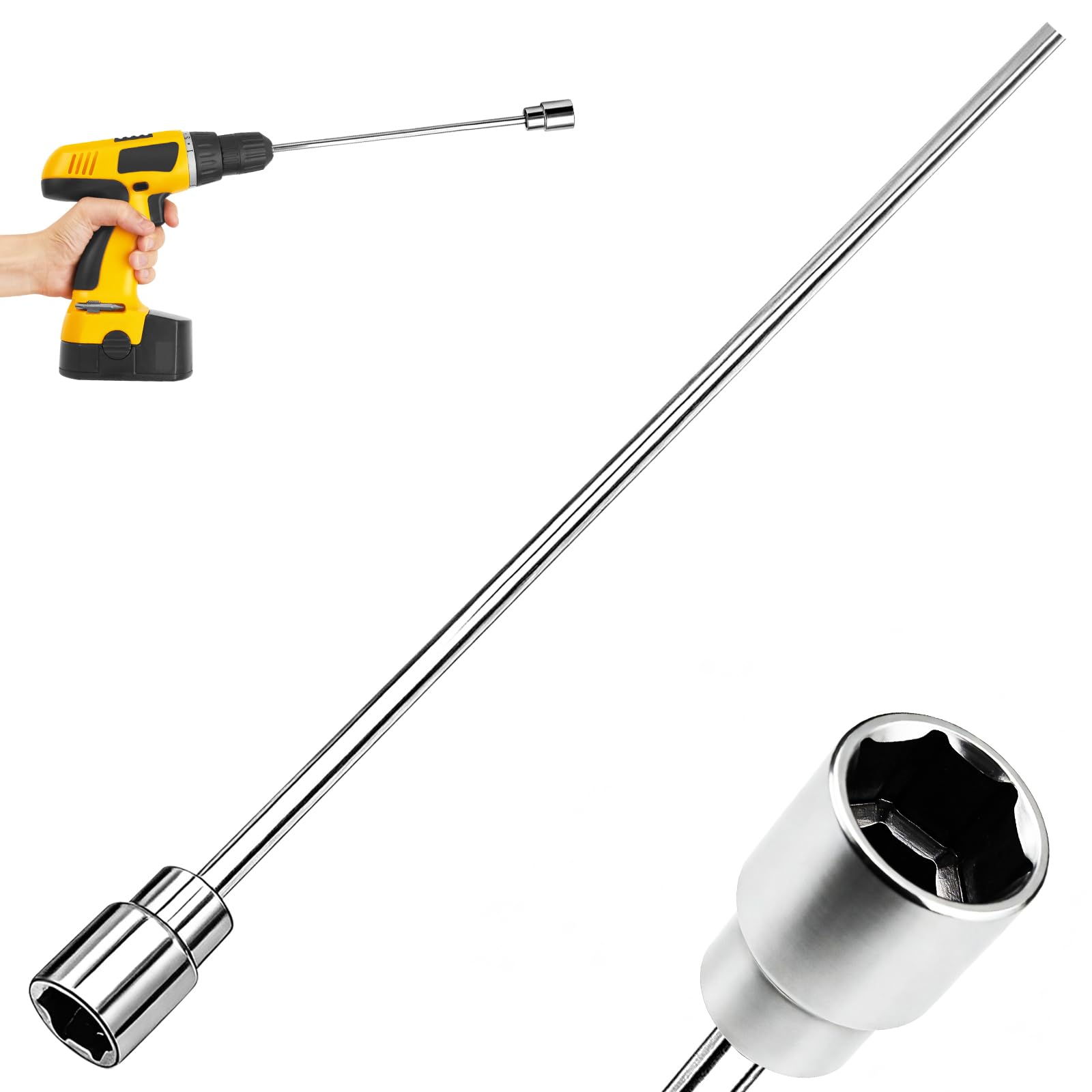 Adattatore per trapano angolare da 30 cm per roulotte, avvolgitore per trapano da 19 mm, adattatore per presa di prolunga per caravan, attacco per trapano elettrico per roulotte e case mobili