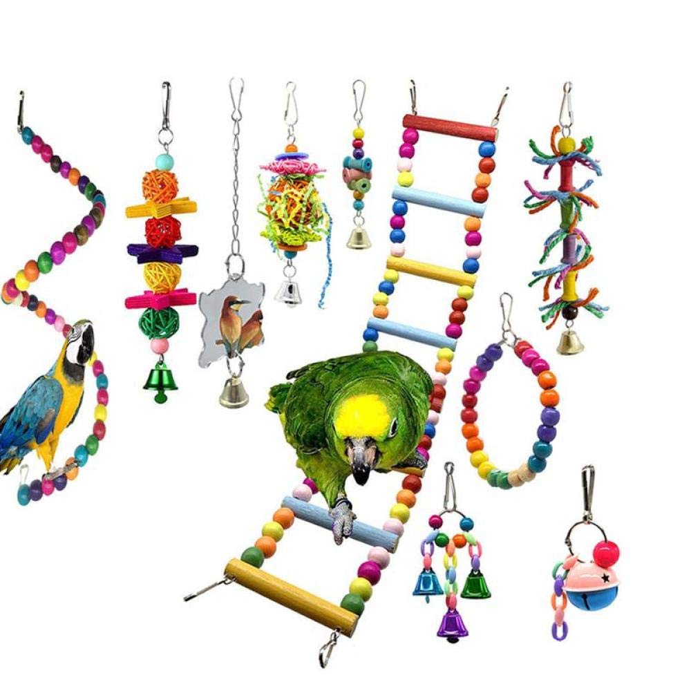 Vogelschaukeln 10St Set Tierbedarf Papageienspielzeug Holzglocke Kreative Lustige Leiter Käfig Zubehör Biss Spielzeug Kauspielzeug 2Set