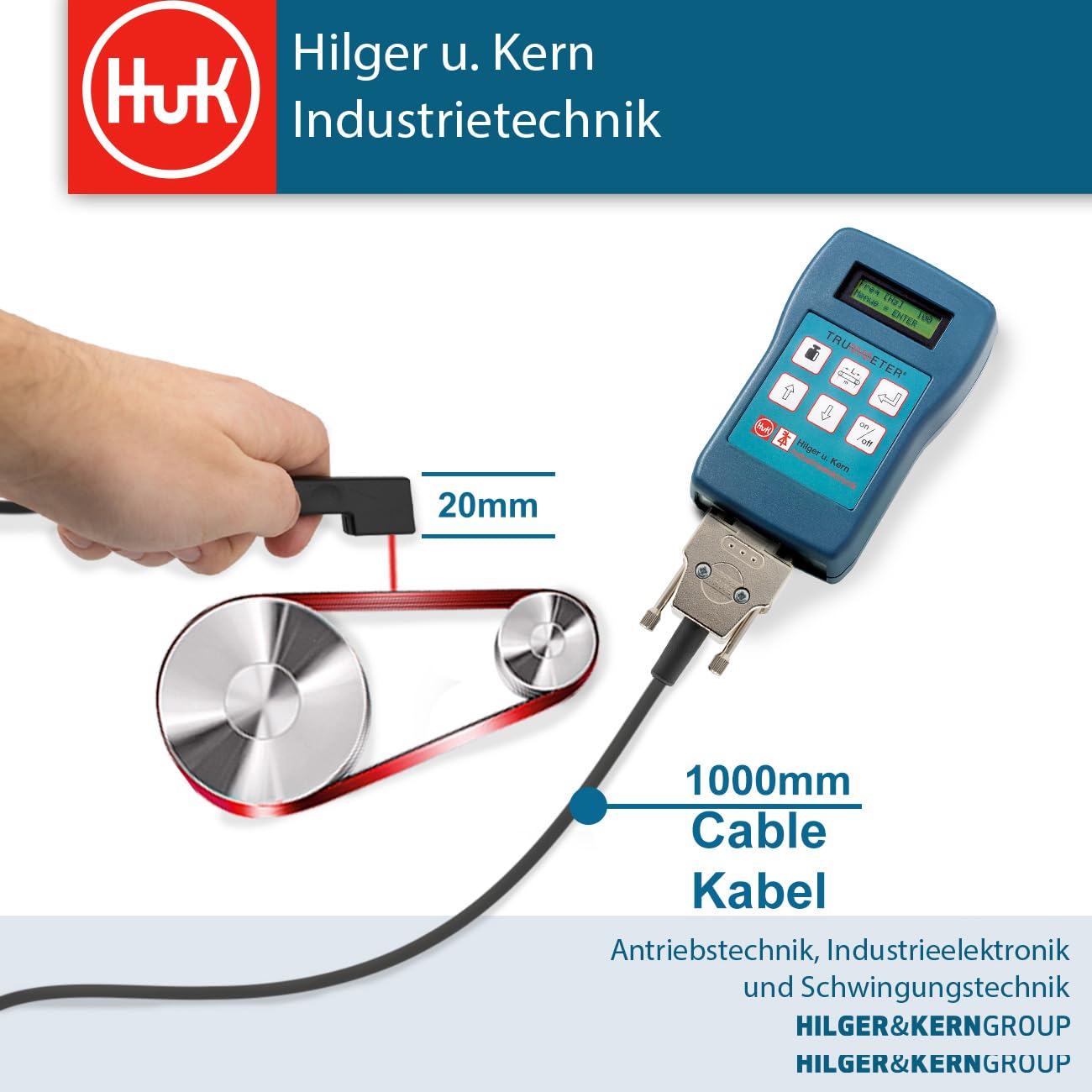 TRUMMETER® miernik napięcia pasowego, zakres pomiarowy 10-800 Hz, dwie linie LCD, 10 języków dostępnych, z sondą pomiarową kabla, sondą wtykową, pamięcią USB, walizka transportowa ABS