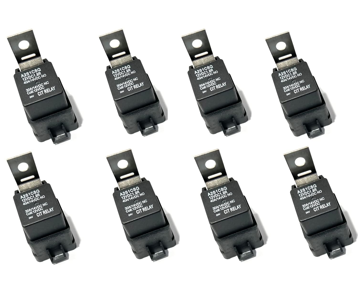 A2S1CSQ12VDC1.9R 5-Pin 12V 40 Amp Waterproof Relay [30/40 Amp] SPDT for Lighting Automotive Marine Relays Boats Auto Cars & Replacement for Fan Harness Spal Denso Bosch Others (8 Pack Relay)