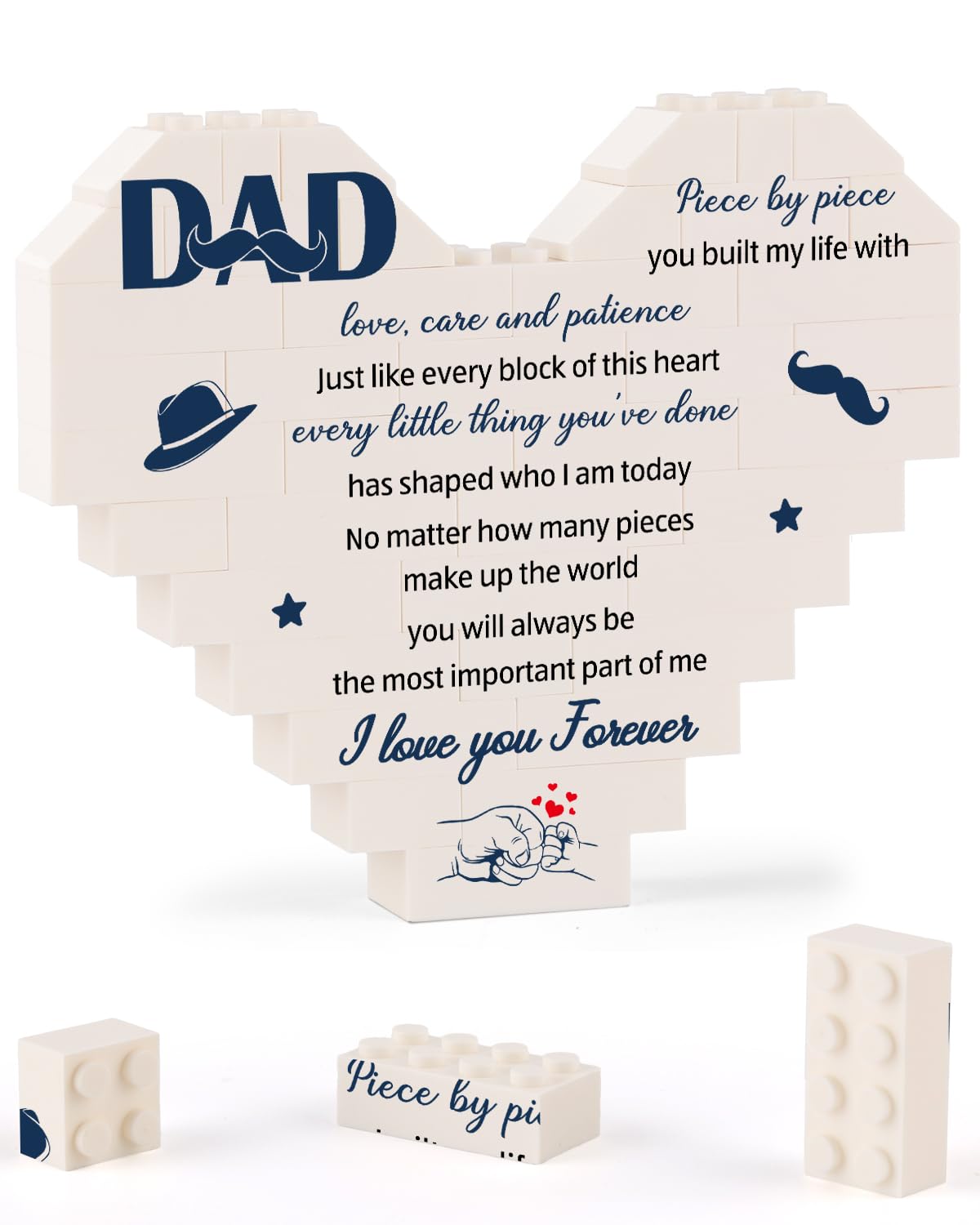 KAAYEE Fathers Day Dad Gifts, Building Blocks Plaque Dad Birthday Gifts from Daughter Son, Funny Daddy Presents from Kids for Christmas Birthday, Ideal Gift for Daddy Father Men