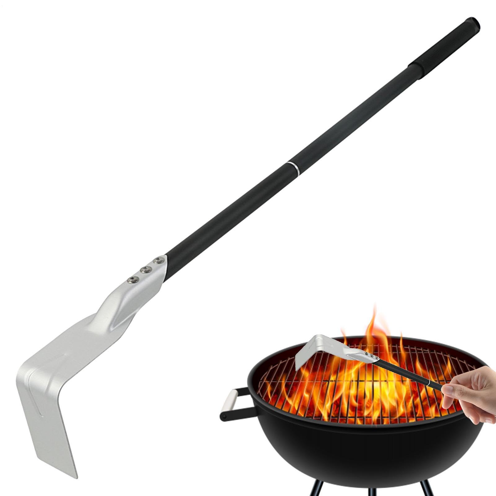 Barbecue Ash Rake Hoe - Charcoal Kettle Barbecue Pizza Oven Ash Rake BBQ Cleaner Poker Scraper, Professional Cleaning Tool for Fireplace Stove Grill Pizza Oven Charcoal Fire Pit Cleaning