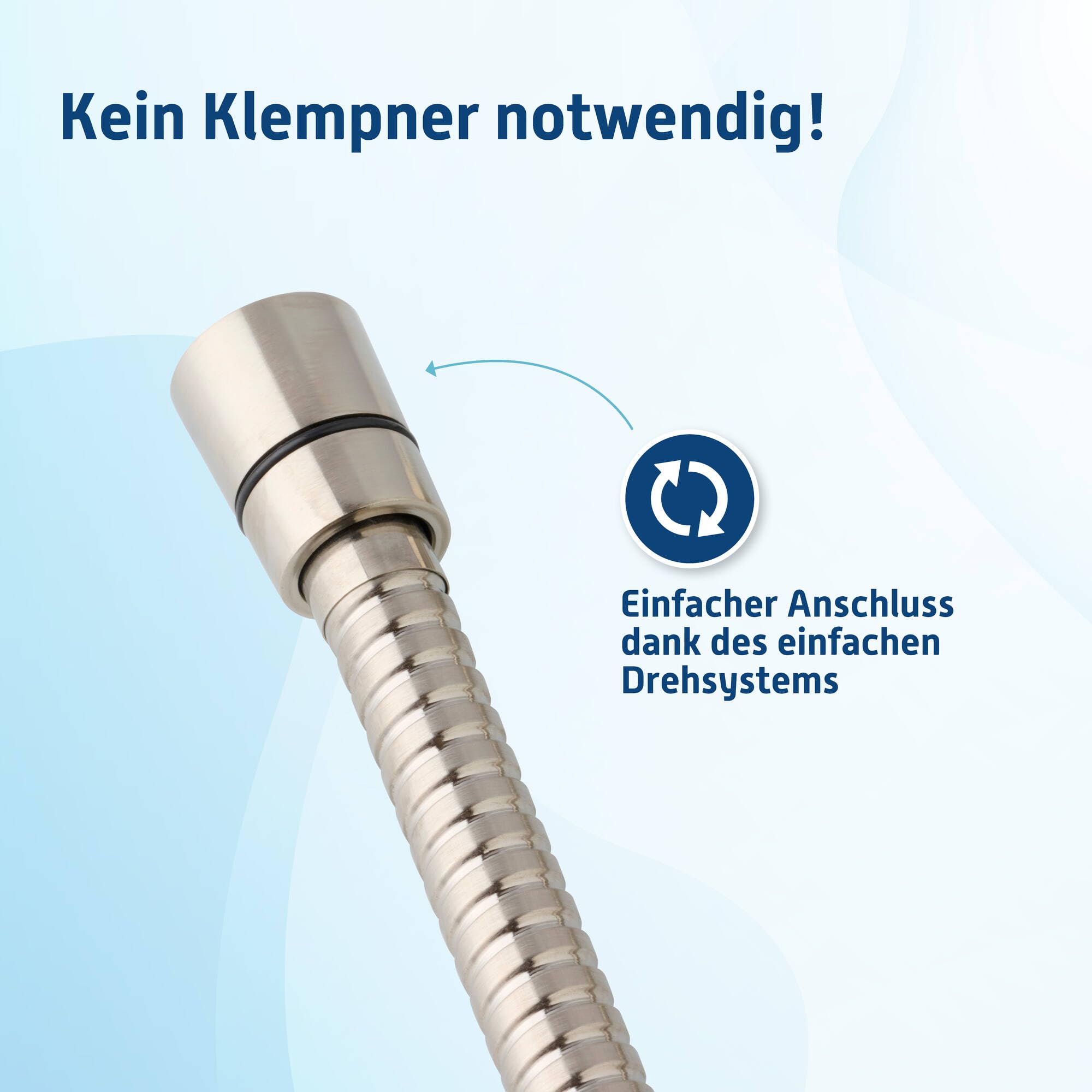 Ben MSL Duschschlauch - Flexibler Brauseschlauch - Edelstahloptik - Luxuriöses Aussehen - Nickel Gebürstet - 125 cm - Duscharmatur - Dusche - Schlauch