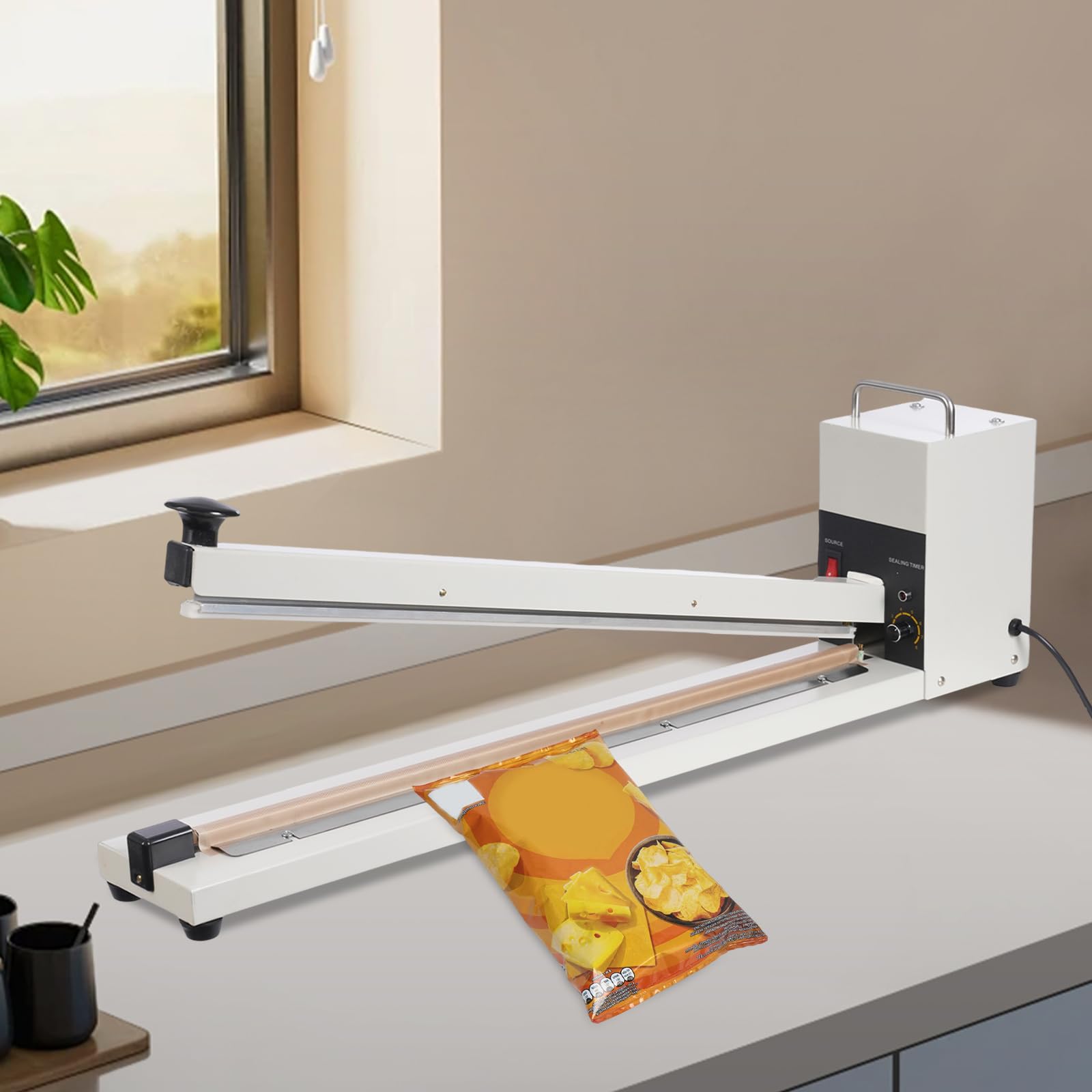 Hand Impuls Sealer Machine à sceller à chaud pour sceller les aliments Scelleuse de table avec 800 W de puissance 600 mm Longueur du joint 3 mm de largeur Idéal pour les sacs en plastique aluminium et