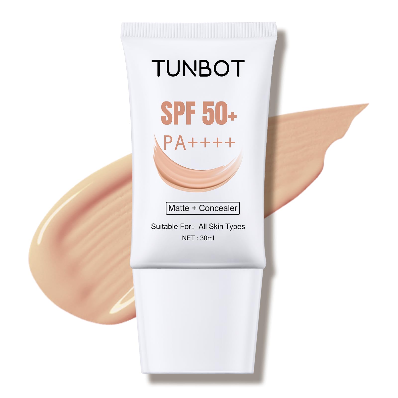 TUNBOT Concealer Foundation, Long-Lasting Foundation, Liquid Foundation Makeup with SPF 50, Full Coverage for Dark Circles & Blemishes, Unscented Foundation for Face Makeup (30ml)