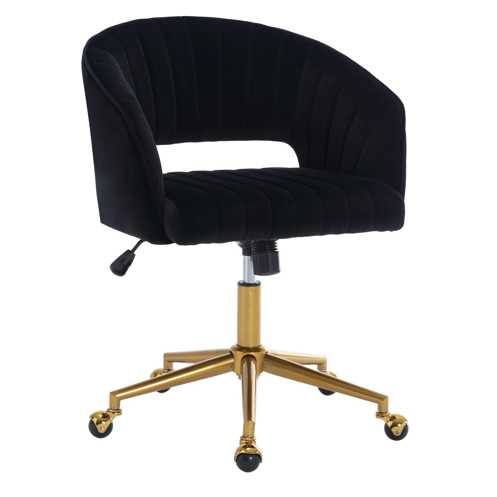 HENGJIANYI Home Office Swivel Desk Chair, Modern Velvet Vanity Chair, Height Adjustable Armchair with Gold Base, Ergonomic Office Chair for Task Study