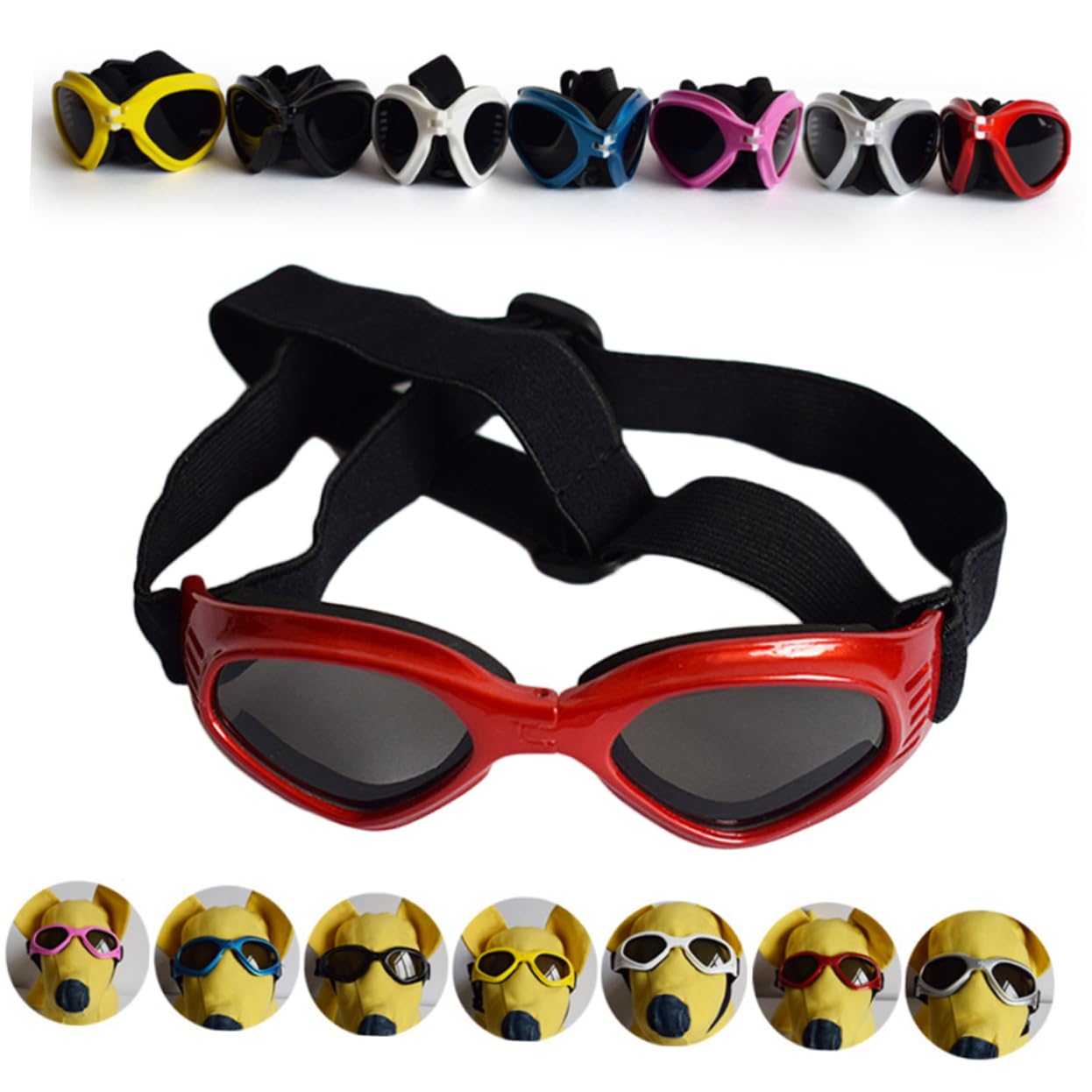 SUPVOX 3 Occhiali Da Sole Per Cani Eleganti Occhiali Per Cani Proteggono Gli Occhi Raggi Uv E Detriti Montatura Rossa