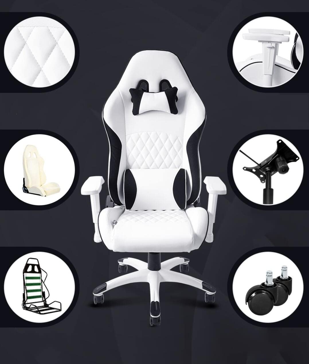 High-Back Racing Style Bonded Leather Gaming, Racing Office Ergonomiczny komputer PC Regulowany Obrotowy Racing z regulowanym podłokietnikiem Wygodna wizja urodzinowa