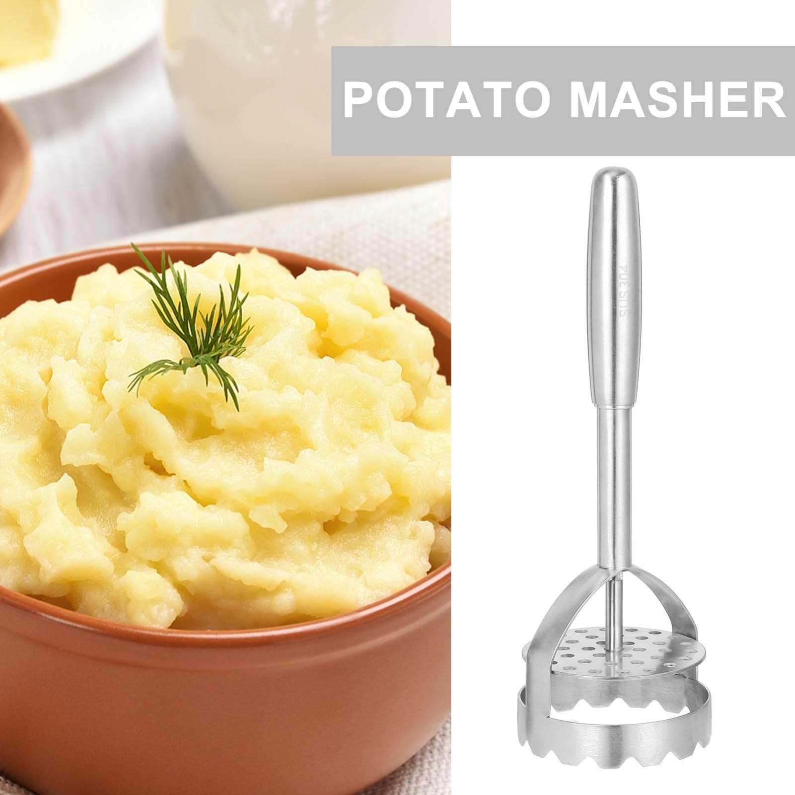 Kartoffelstampfer aus Edelstahl 1 Stück in Silber für Küche