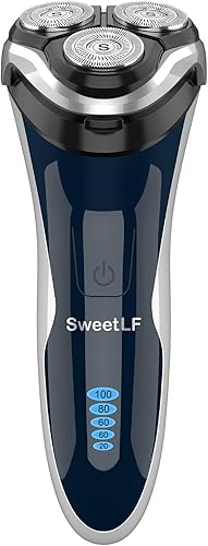 sweetlf IPX7 afeitadora eléctrica impermeableMaquinilla de afeitar para hombre en seco y mojado Recargable giratoria con cortapatillas desplegable
