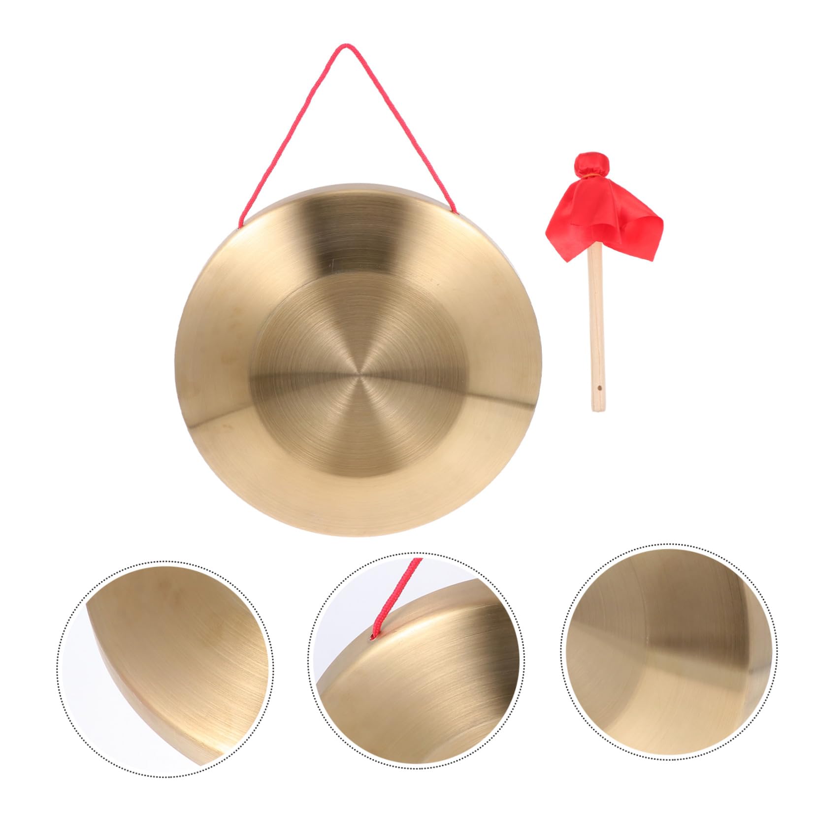 Gong de Mano de Cobre Dorado, 1 Juego de Percusión Infantil | Martillo Incluido, Aleación de Acero y Cobre, Mango Ergonómico para Sujeción Cómoda, Estilo Creativo Estilo Aleatorio