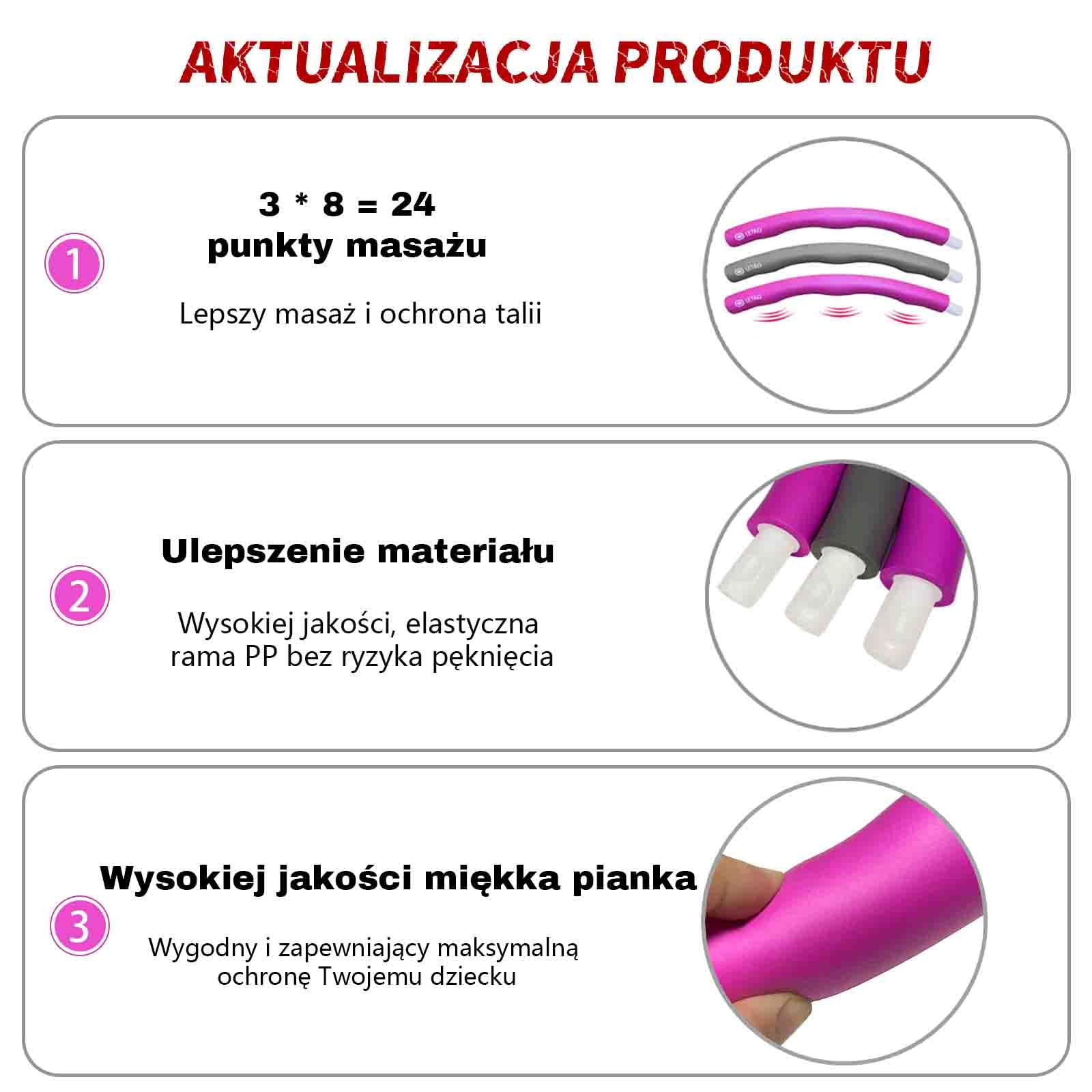 LETAO Obręcz fitness dla dzieci w wieku 3-8 lat, różowo-szara obręcz fitness dla dzieci, może być zdemontowana, w zestawie instrukcja elektroniczna