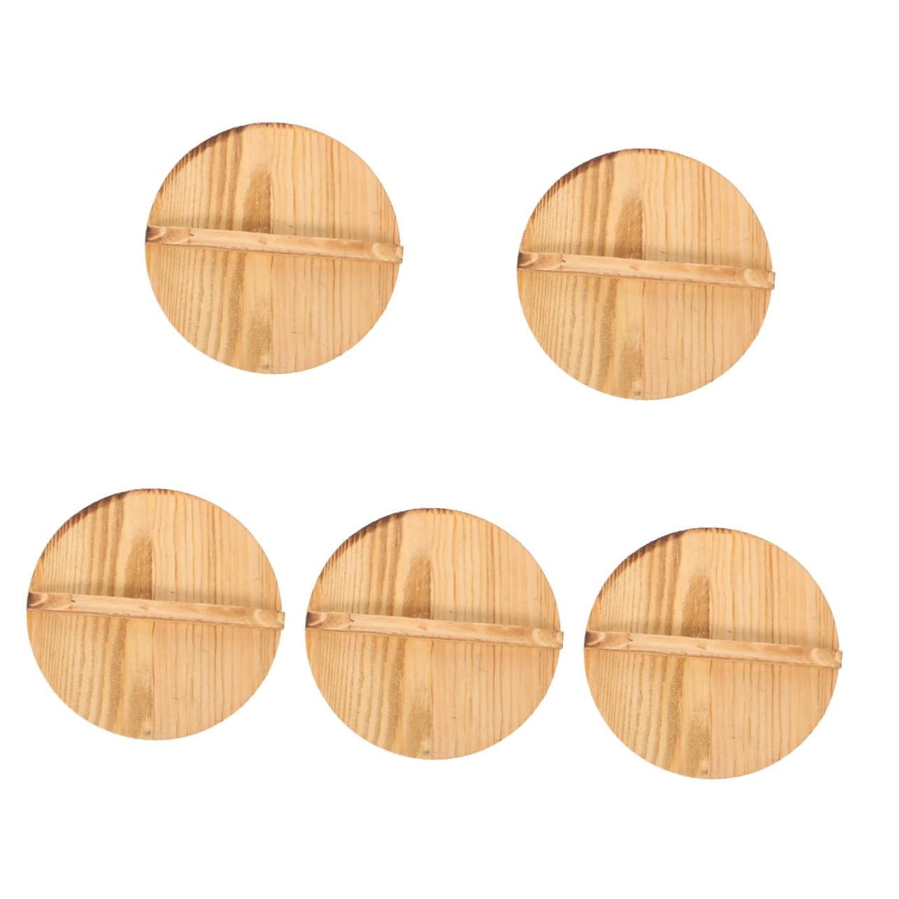 PRETYZOOM 5 Pezzi Di Coperchio Per Pentola in Legno Coperchio Per Wok Per Ciotola Sigillato Utensili Da Cucina in Legno 14 Cm Facili Da Pulire