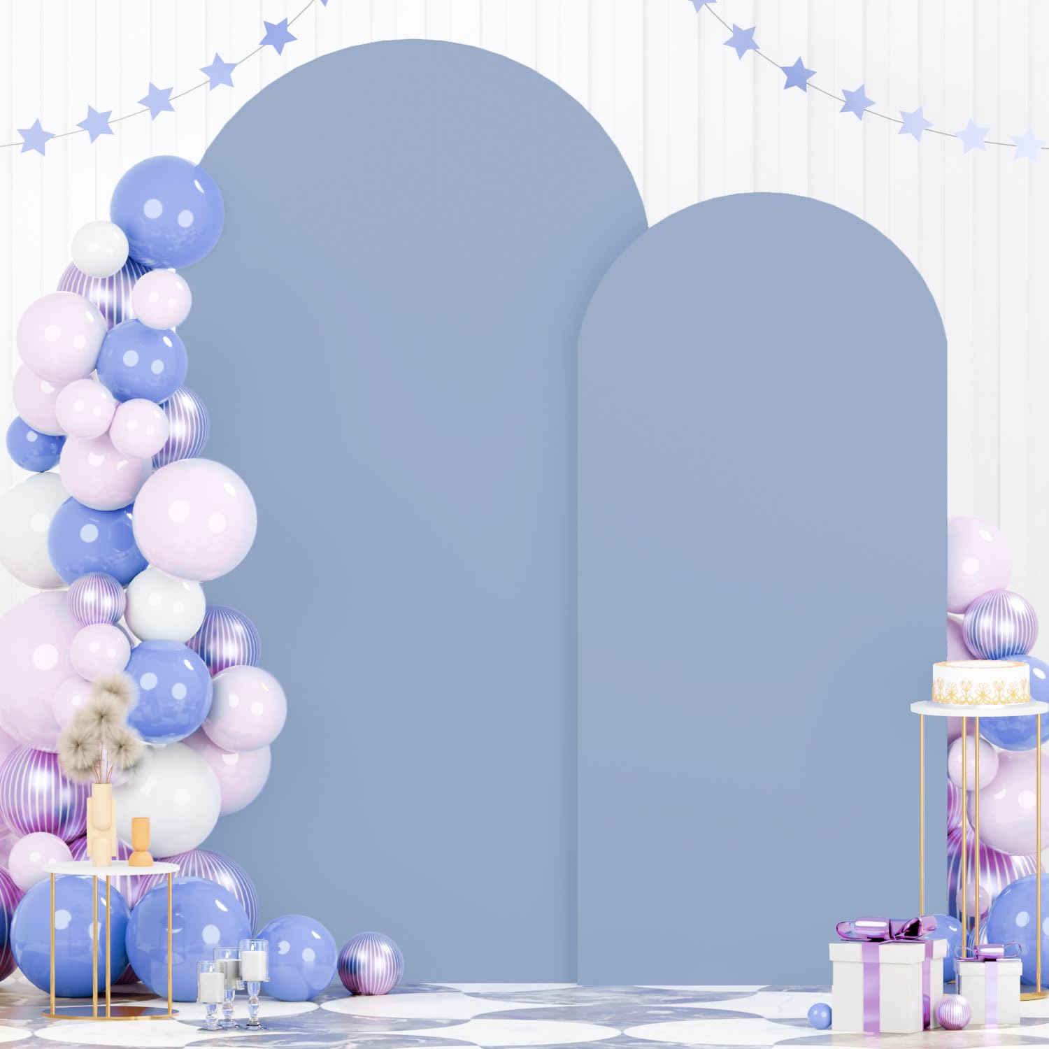 FOTSHARER Dusty Blue Arch Covers 7.2 and 6FT Arch Backdrop Cover Set of 2 Spandex Arch Covers Stretchy Backdrop Wedding Arches Stand Covers for Party Birthday Baby Shower Banquet Ceremony Decor