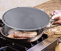 Vista 5 de Protector de silicona contra salpicaduras de grasa para sartén, protector contra salpicaduras multiusos para sartén, mango de buen agarre