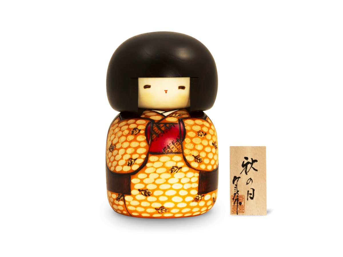 Kokeshi Puppe Aiko - Handbemalte Japanische Holzfigur 24cm Glücksbringer