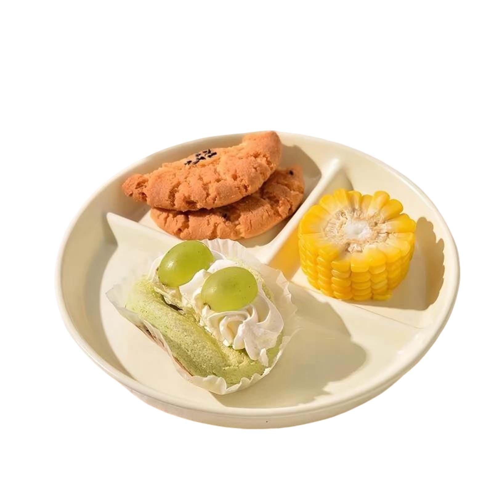 Plato De Cerámica Dividido, Plato con Compartimentos para Comida, Plato De Porcelana Seccionado, Bandeja para Servir, Vajilla De Mesa Moderna, Separar Carnes Verduras Y Aperitivos